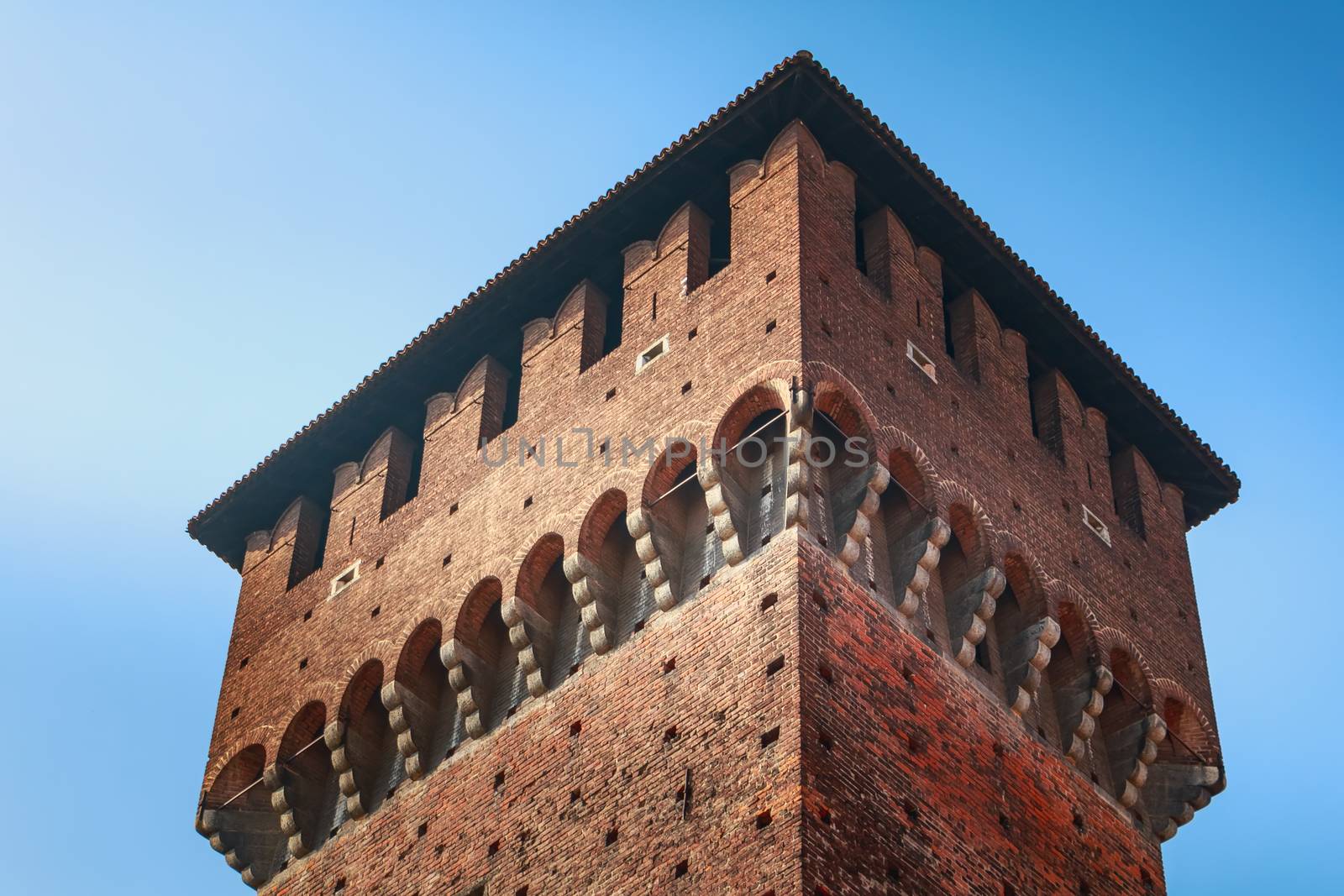 architectural detail of the facade of the Castle of Sforza by AtlanticEUROSTOXX