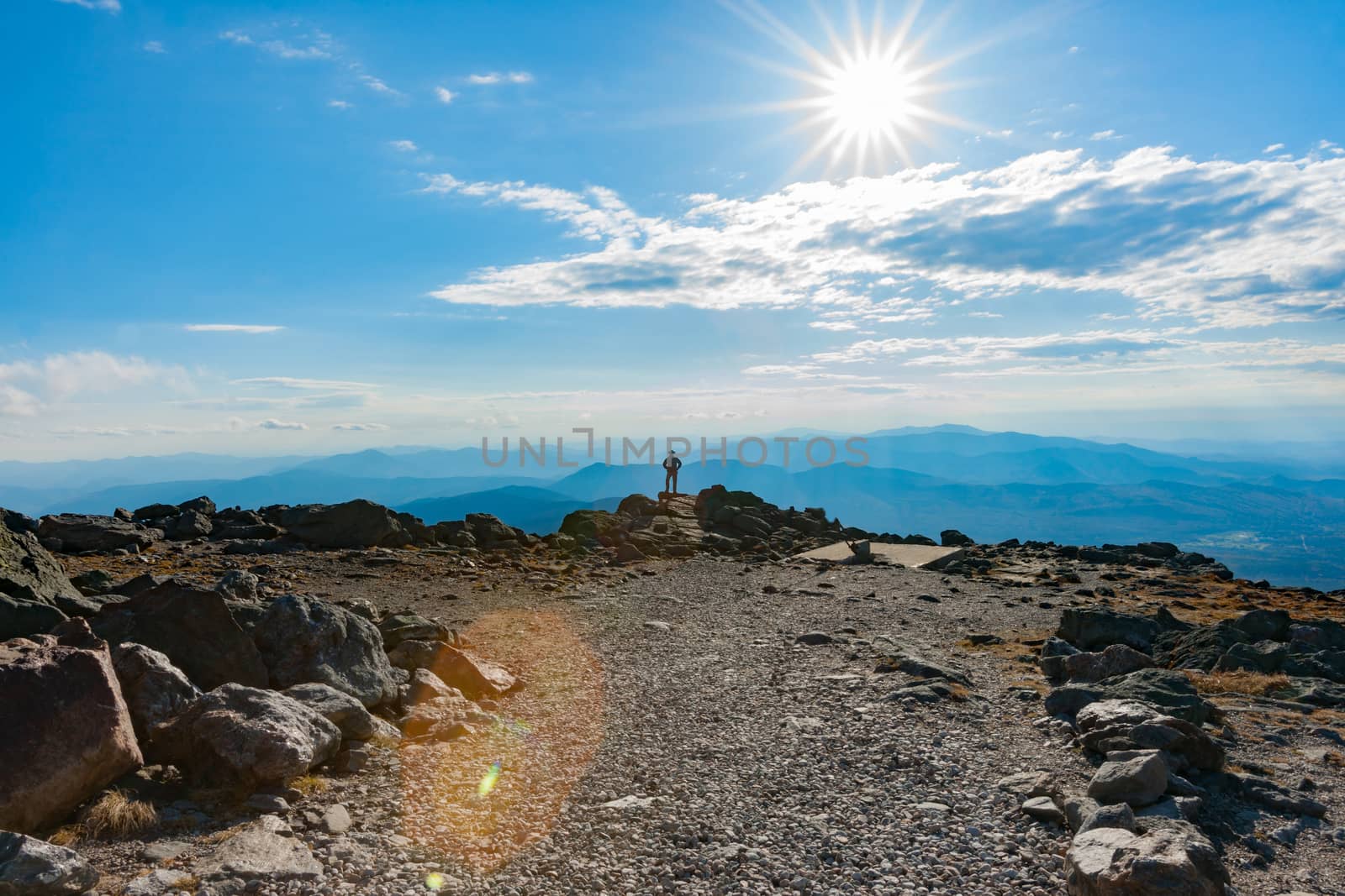 View from top Mount Washington across mountainous landscape by brians101