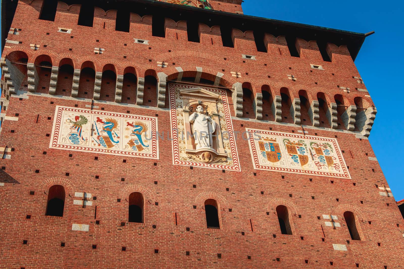 architectural detail of the facade of the Castle of Sforza by AtlanticEUROSTOXX