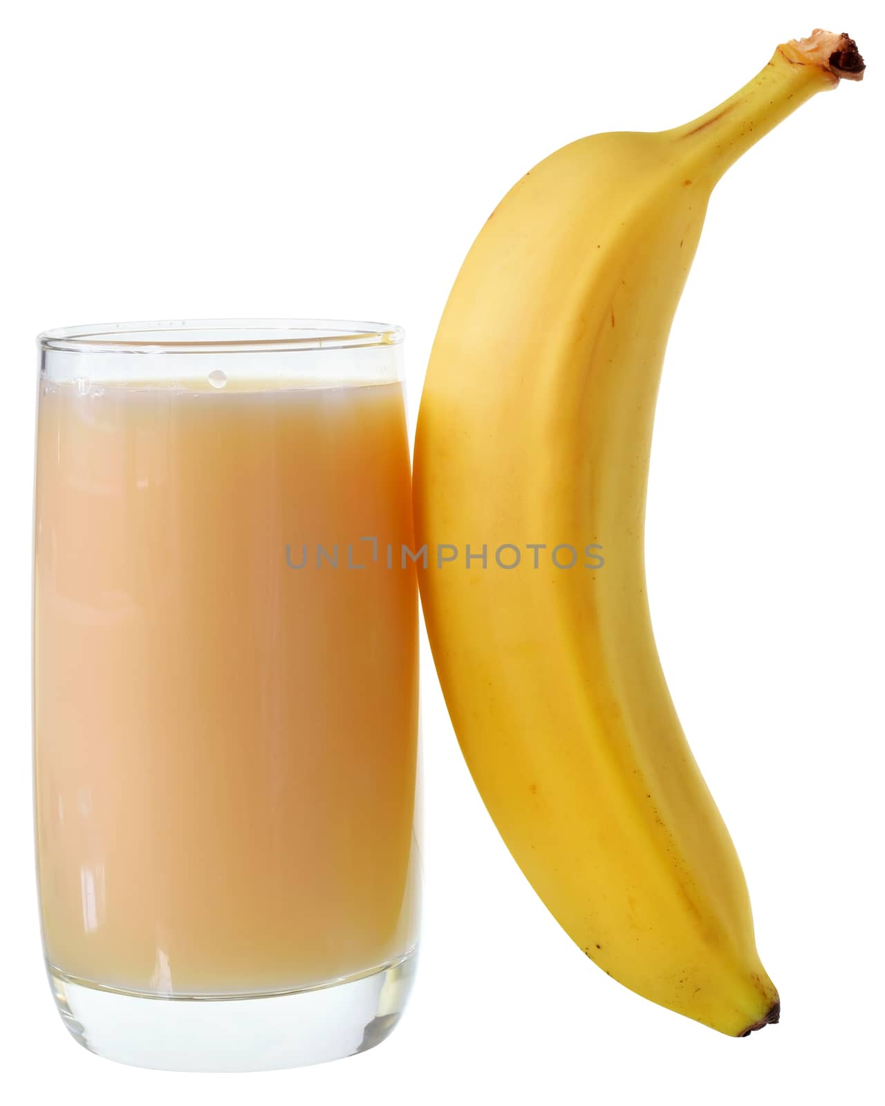 Banana juice isolated on a white background.