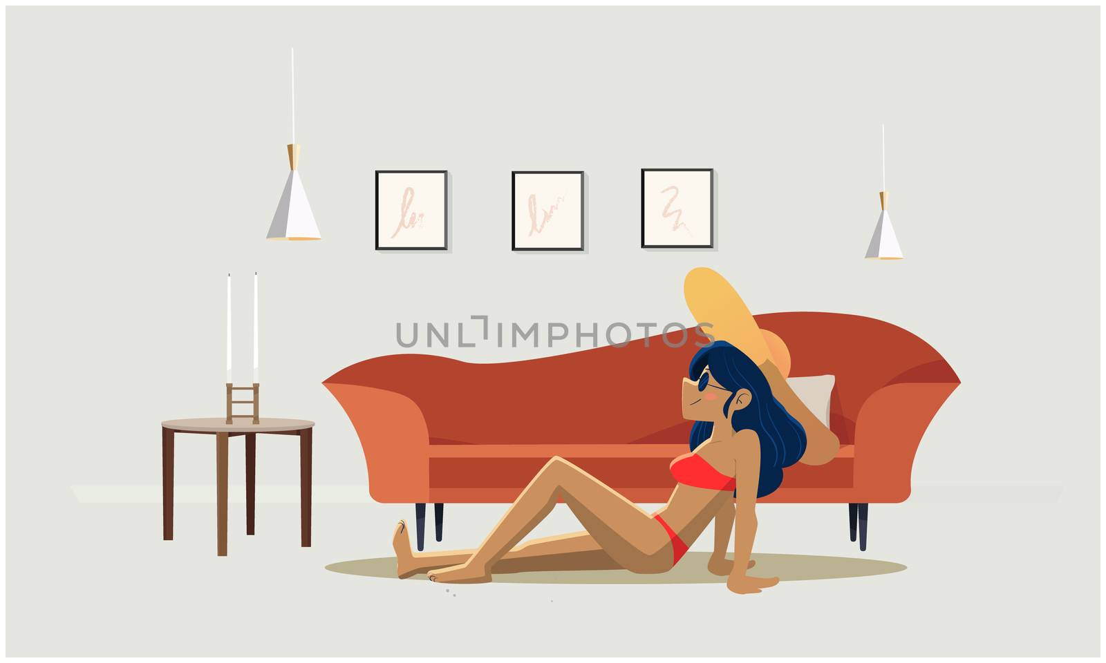 sexy girl sitting on the ground in the room by aanavcreationsplus