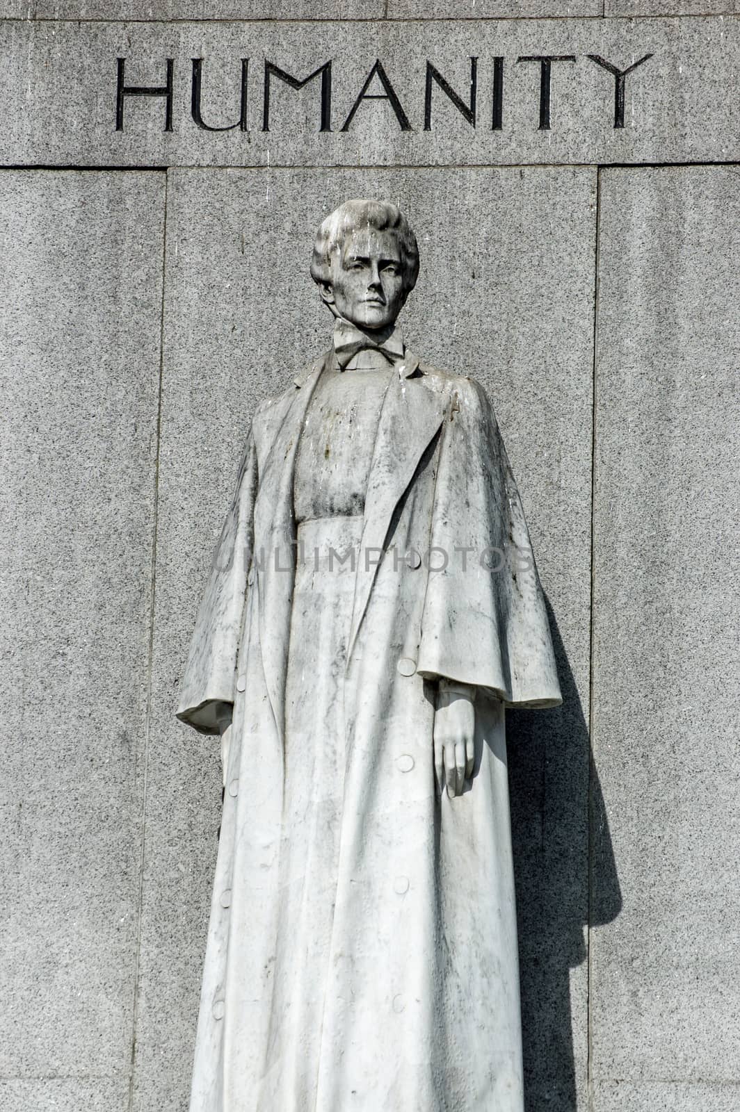 Statue commemorating the nurse and heroine Edith Cavell ( 1865 - 1915) who was shot by a German firing squad for treason in World War I.  Public monument on display over 75 years.