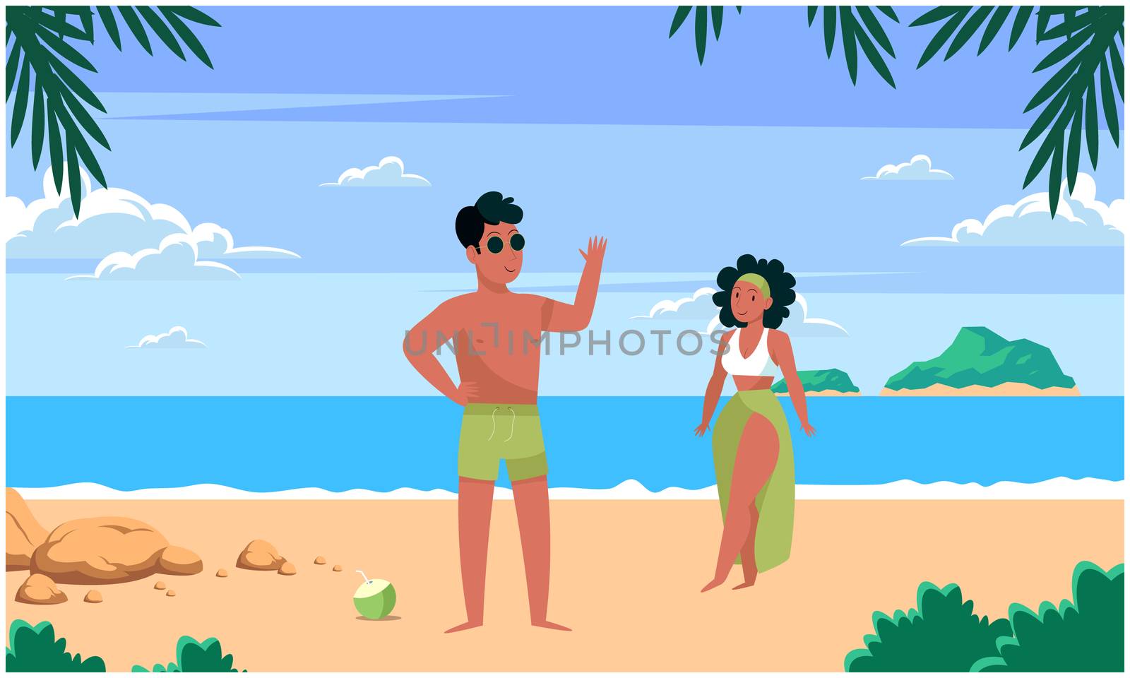 couple is enjoying on the beach