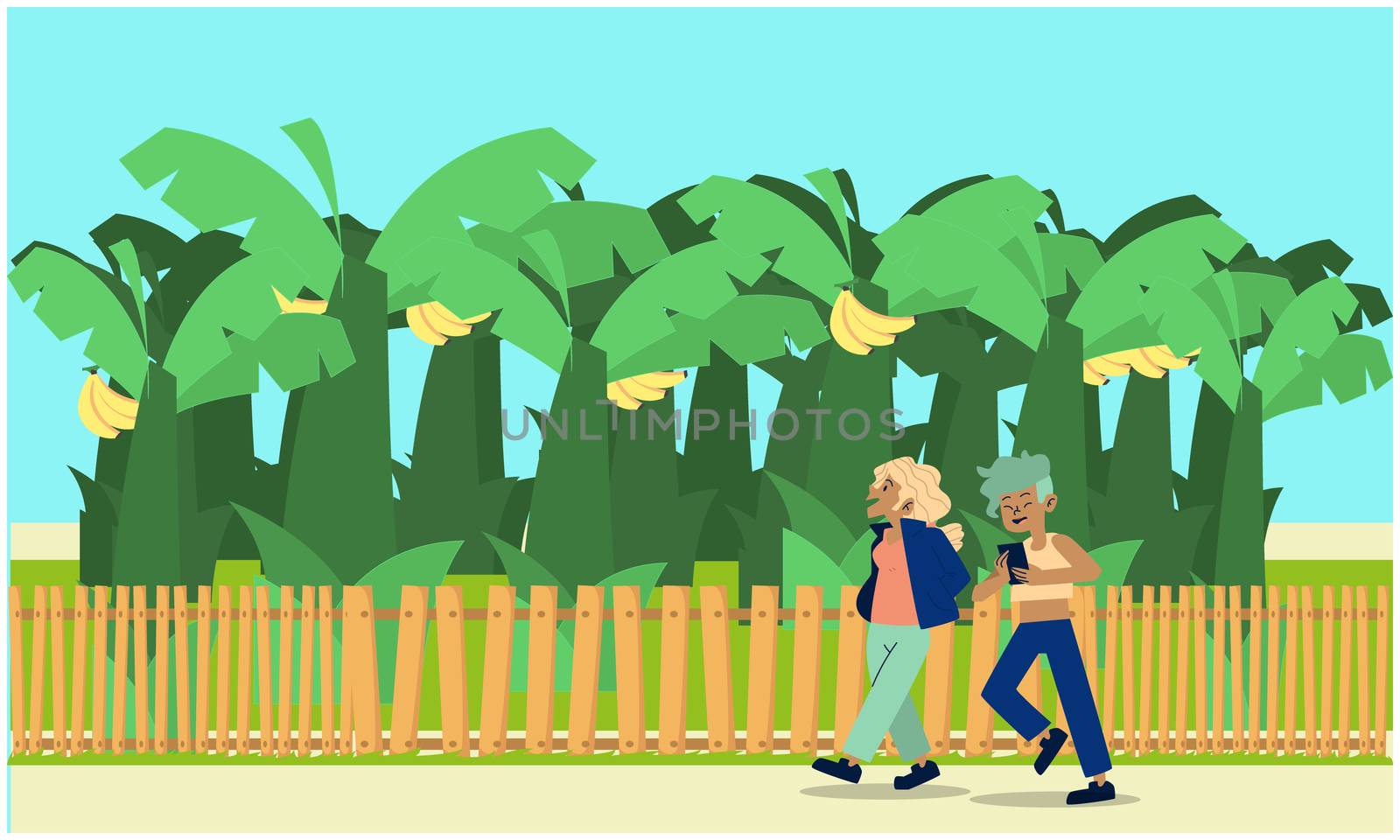 couple is walking in a garden during holidays