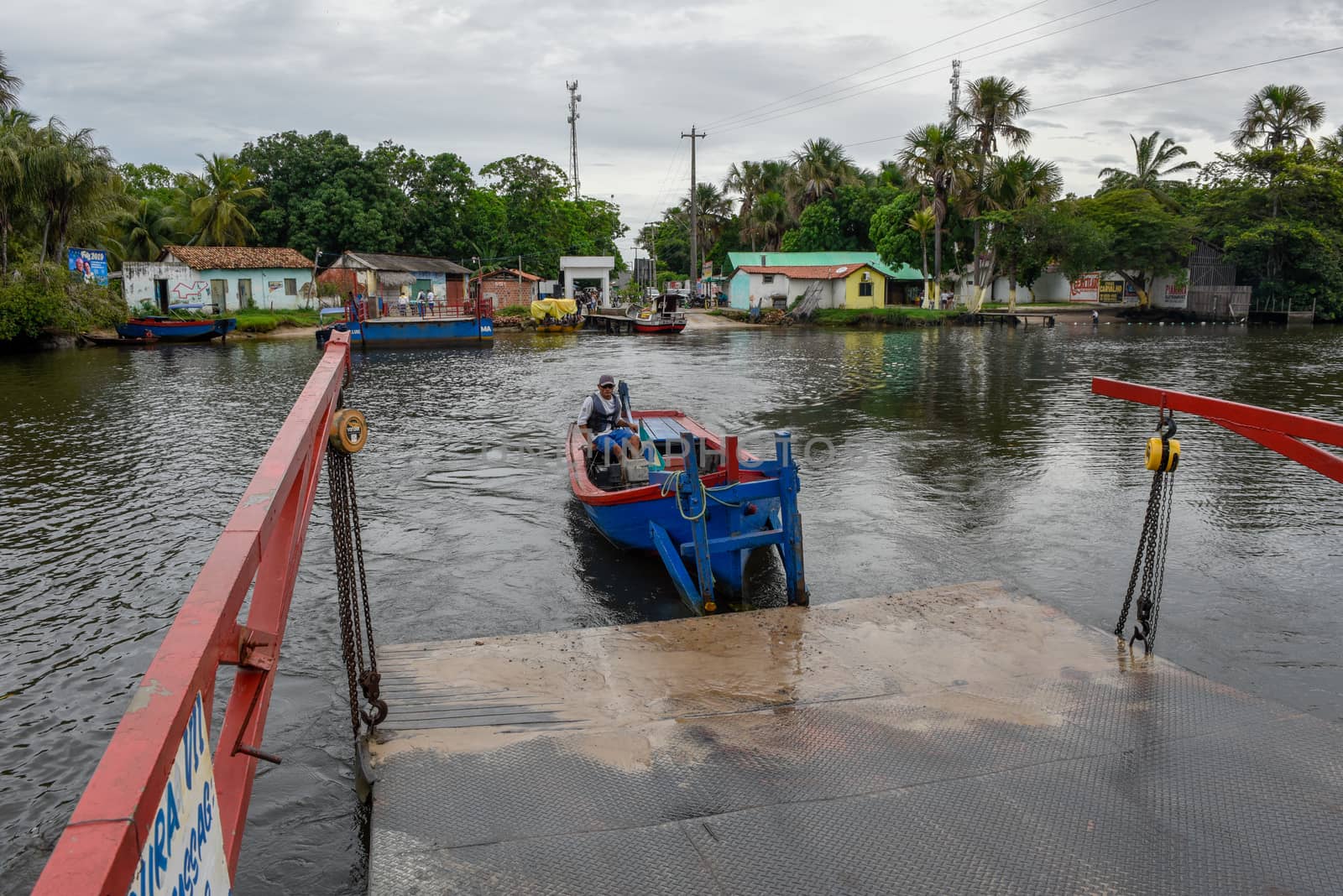 Barreirinhas, Brazil - 11 January 2019: small ferry boat at Barreirinhas on Brazil