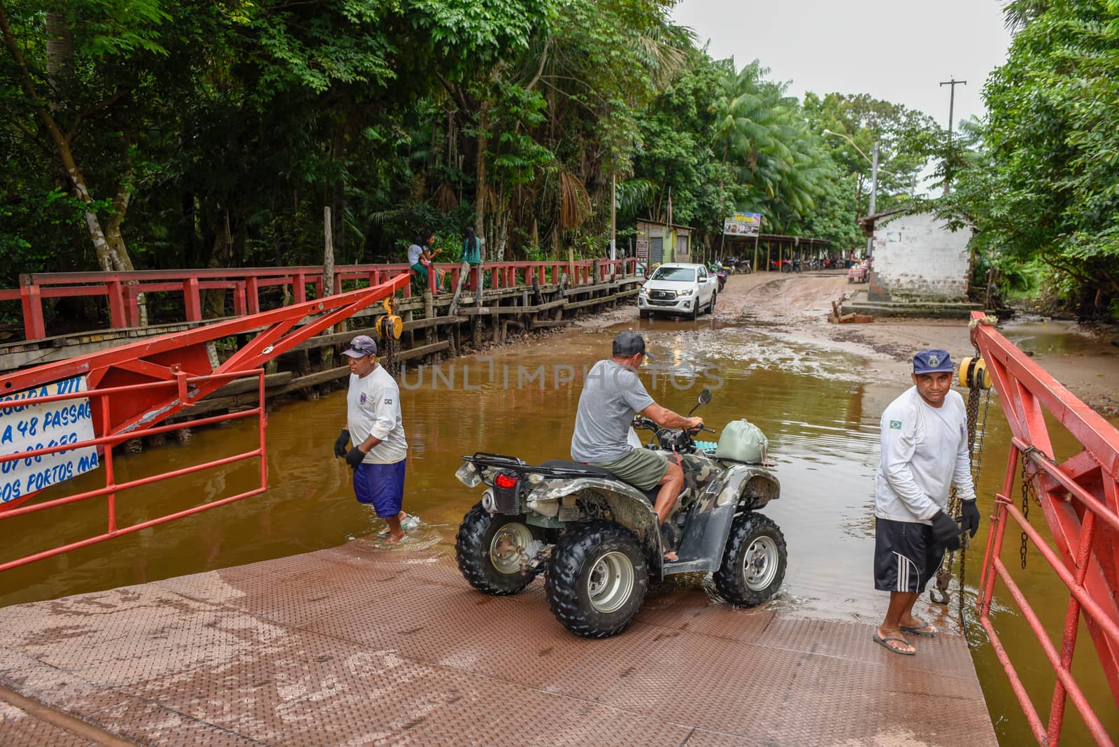 Barreirinhas, Brazil - 11 January 2019: small ferry boat at Barreirinhas on Brazil