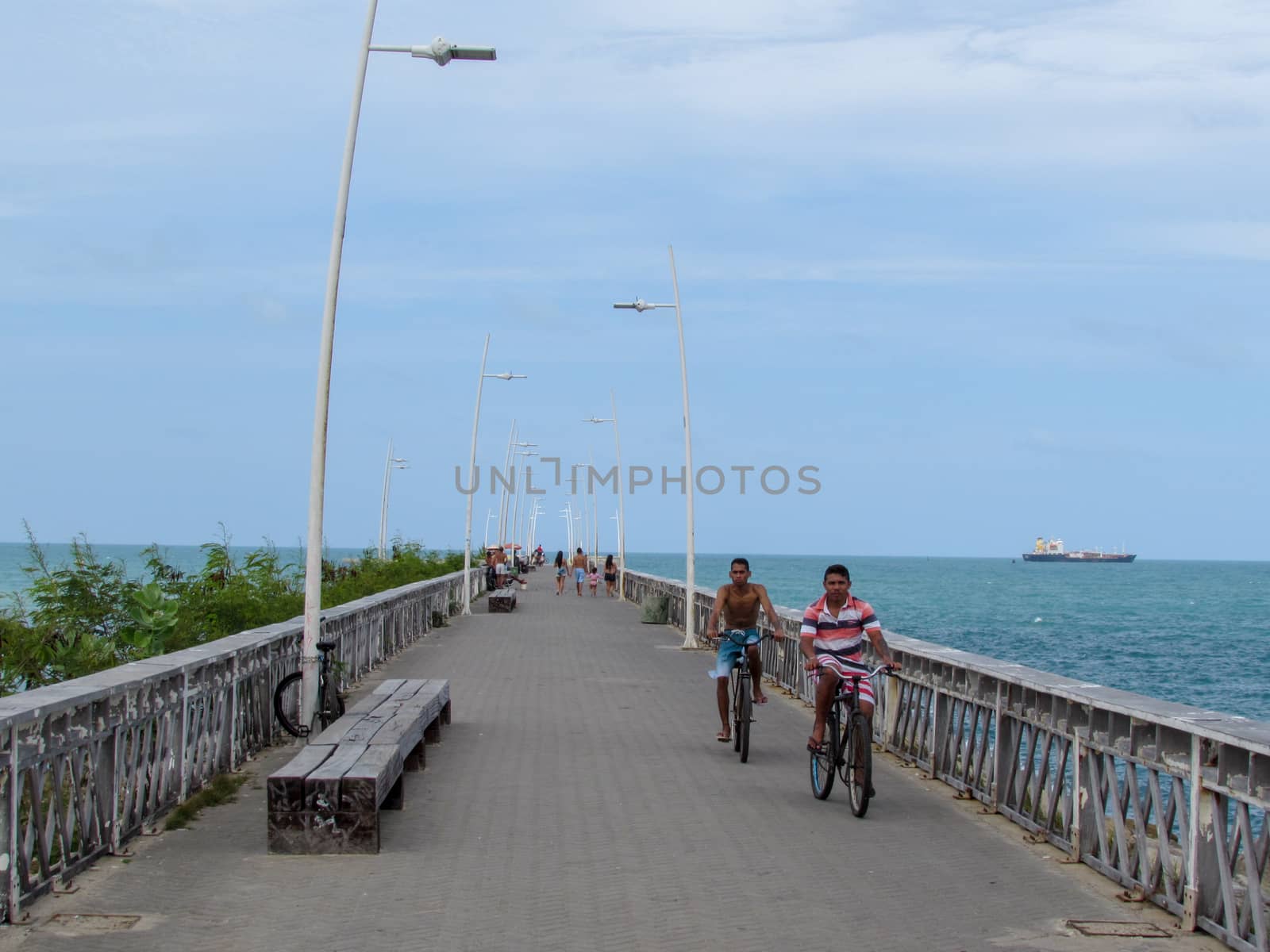 Fortaleza, Brazil - 6 January 2019: People walking on the pier in Fortaleza on Brazil