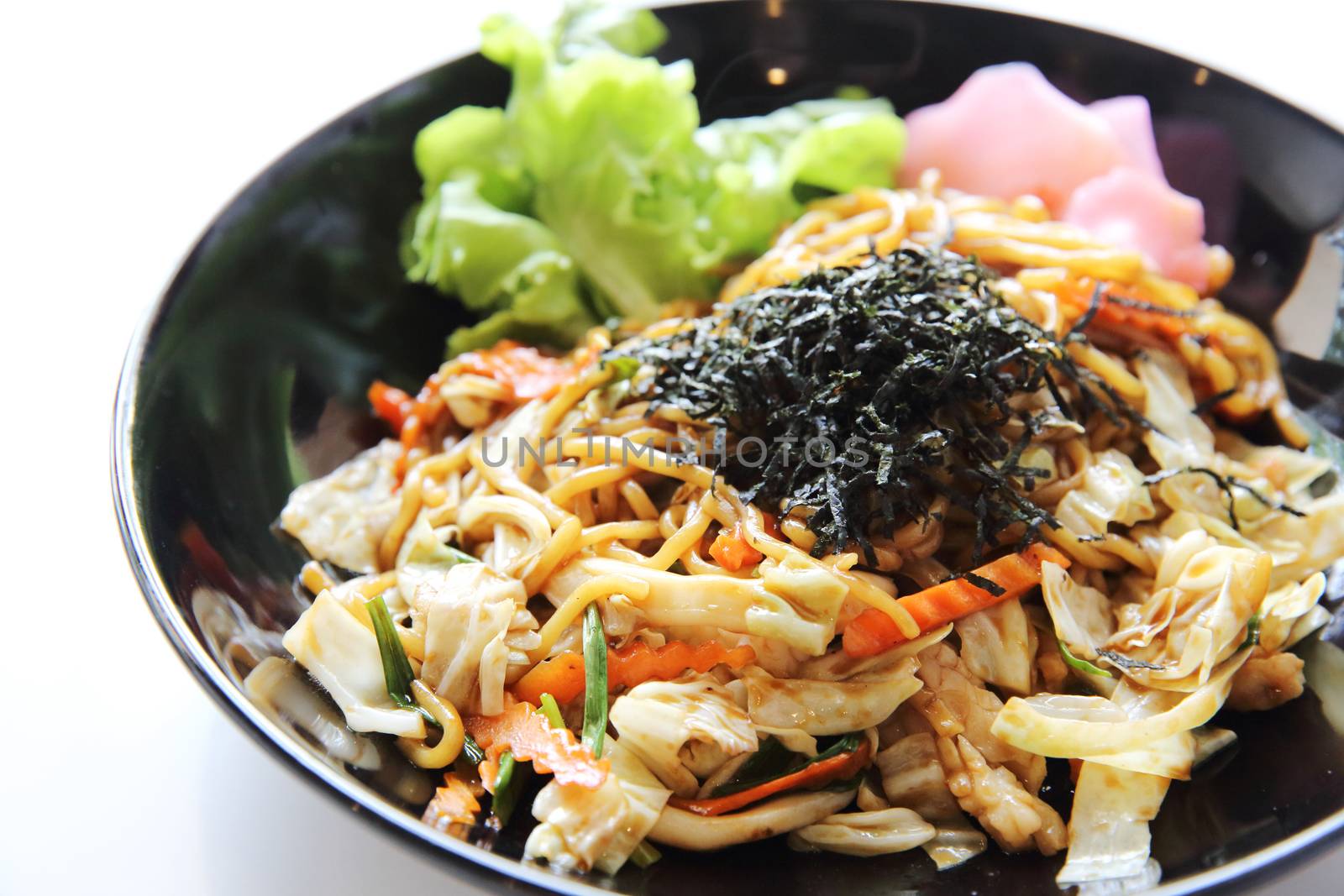 Japanese cuisine, fried noodles Yakisoba  by piyato