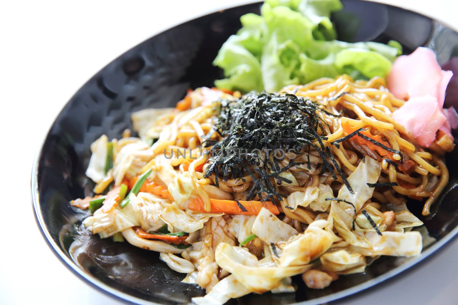 Japanese cuisine, fried noodles Yakisoba  by piyato