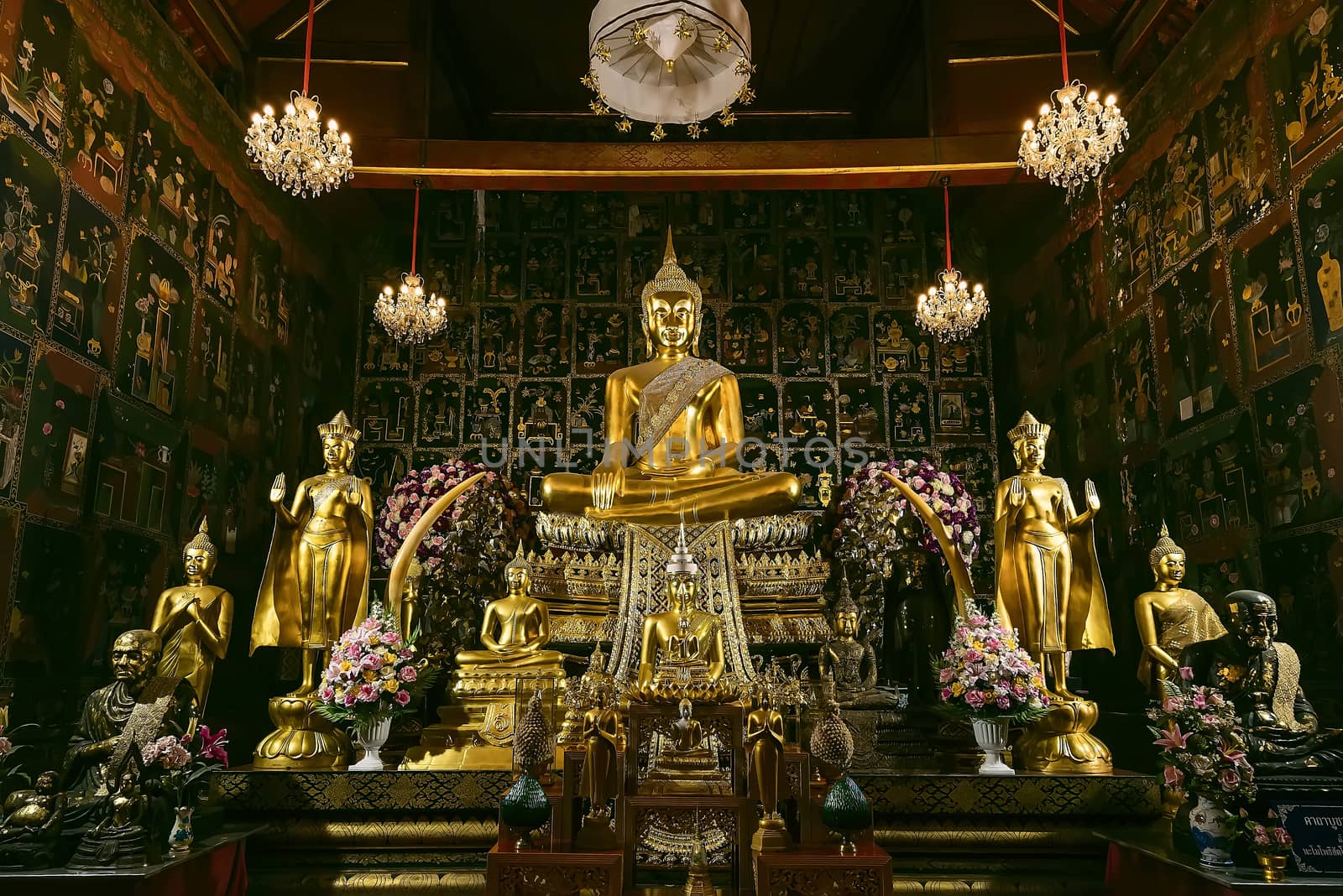 Ayutthaya, Thailand -July, 31, 2018 : Golden Buddha in Wat Phana by Bubbers