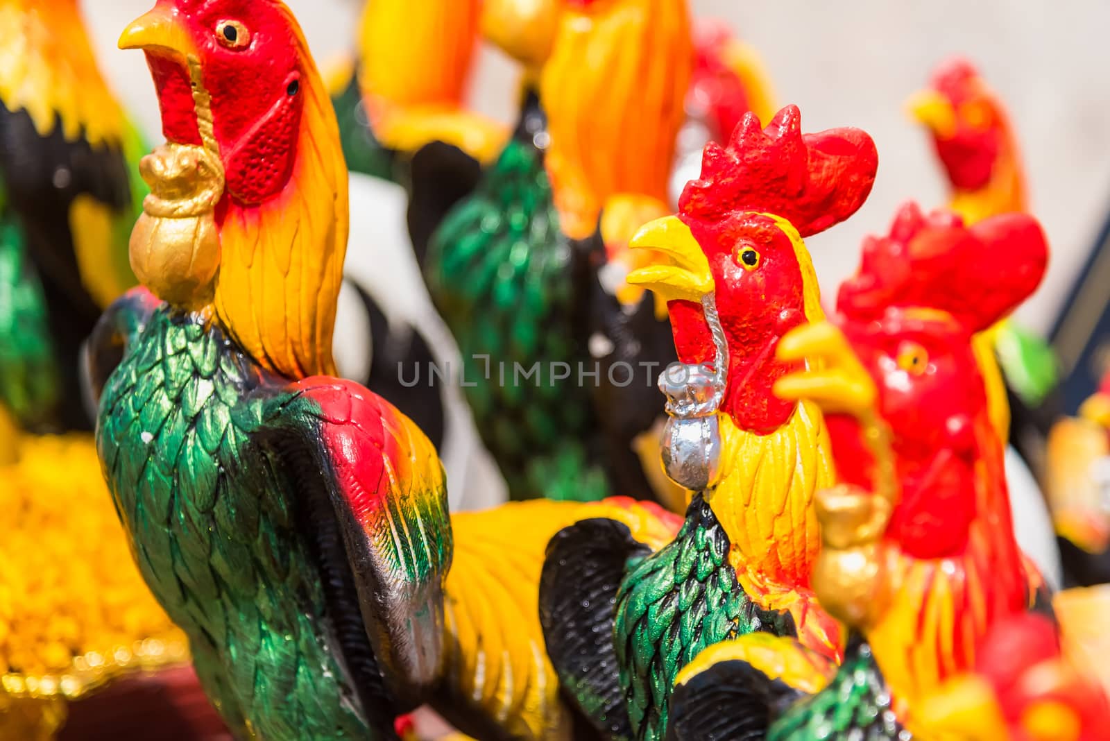 Chicken statue for worship at the temple