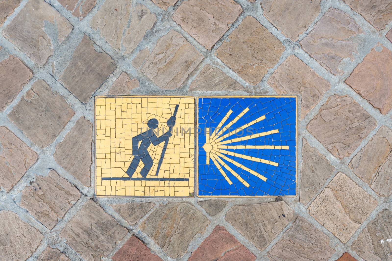 Camino de Santiago pilgrimage sign in Chartres, France.