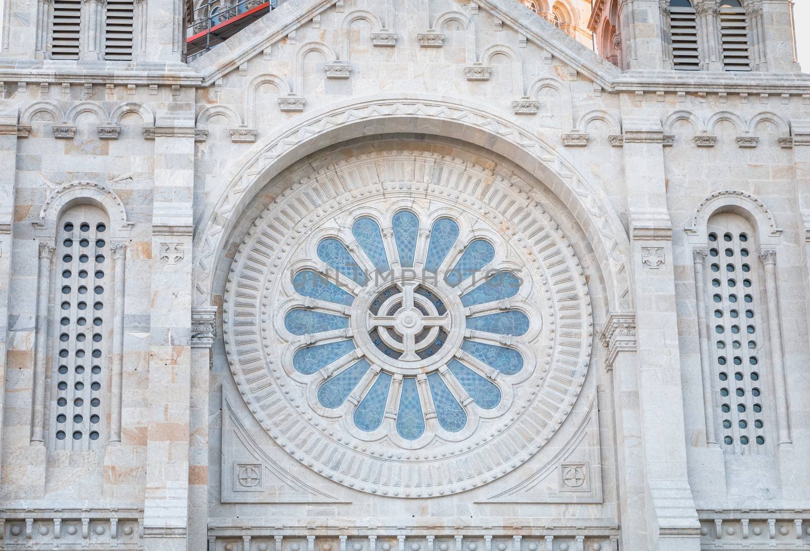 architectural detail of Santa Luzia basilica in Viana do Castelo in northern Portugal on a spring day