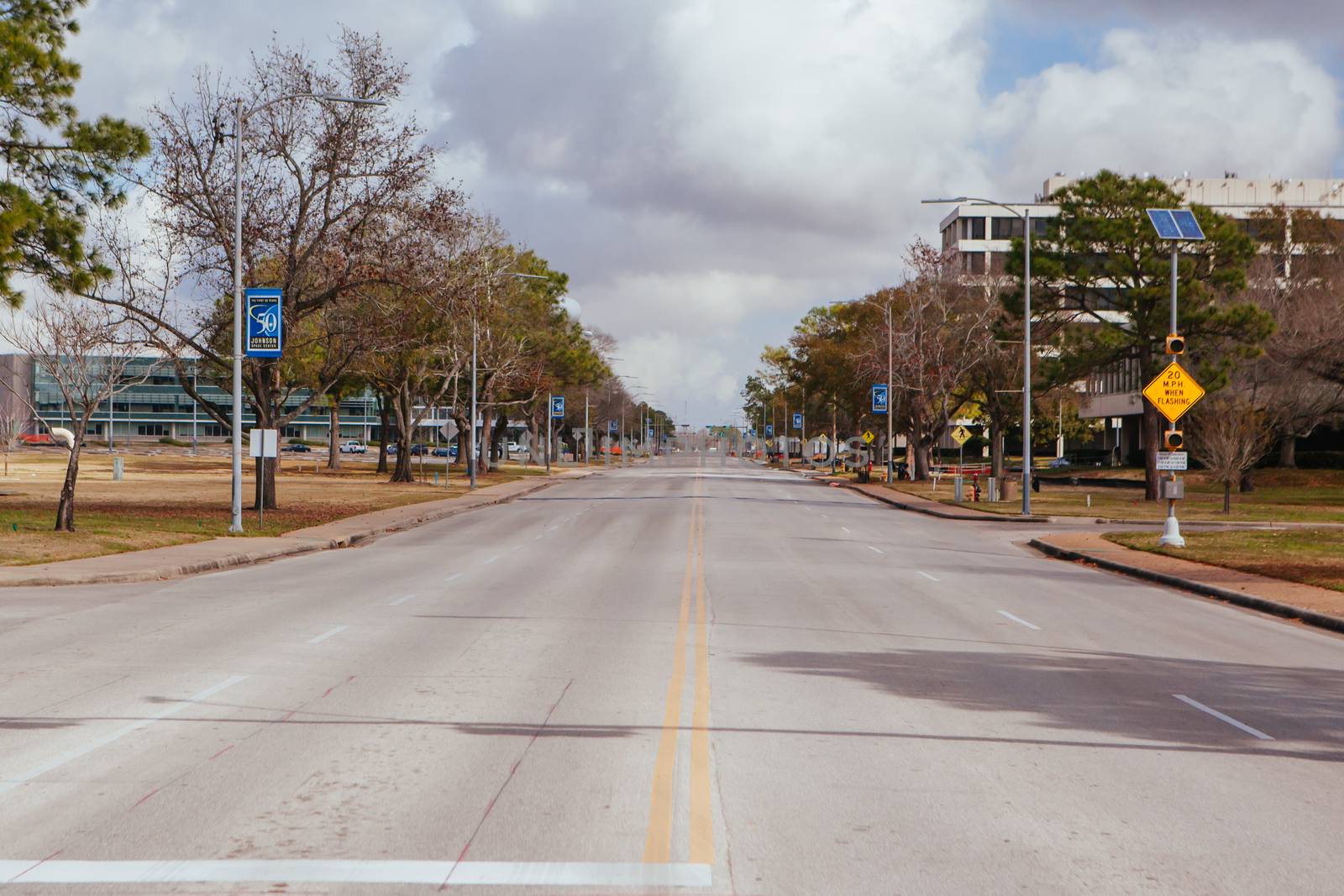 Houston, USA - January 26, 2013: Streets around Johnson Houston Space Center in Texas, USA