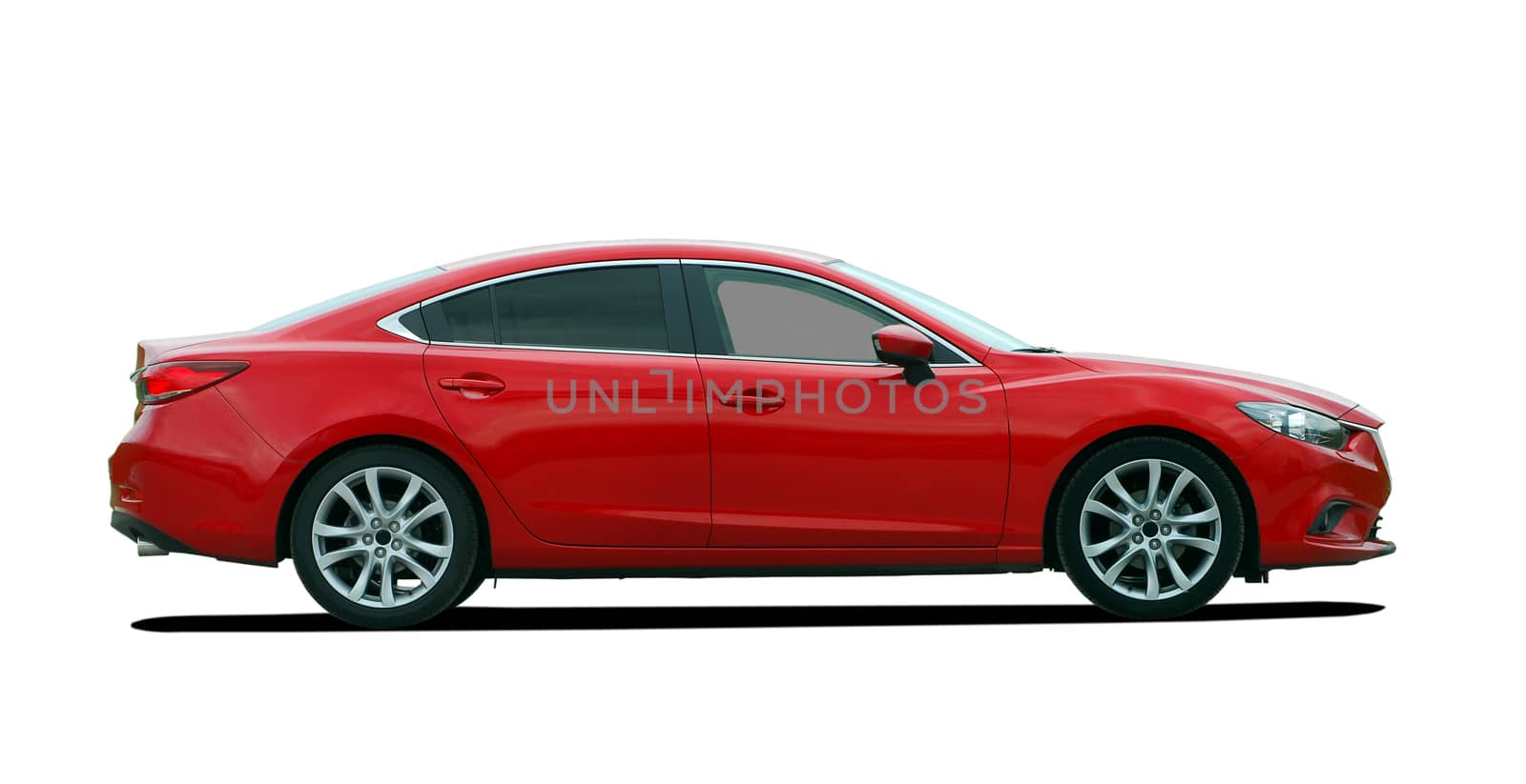 red sedan side view, car by aselsa