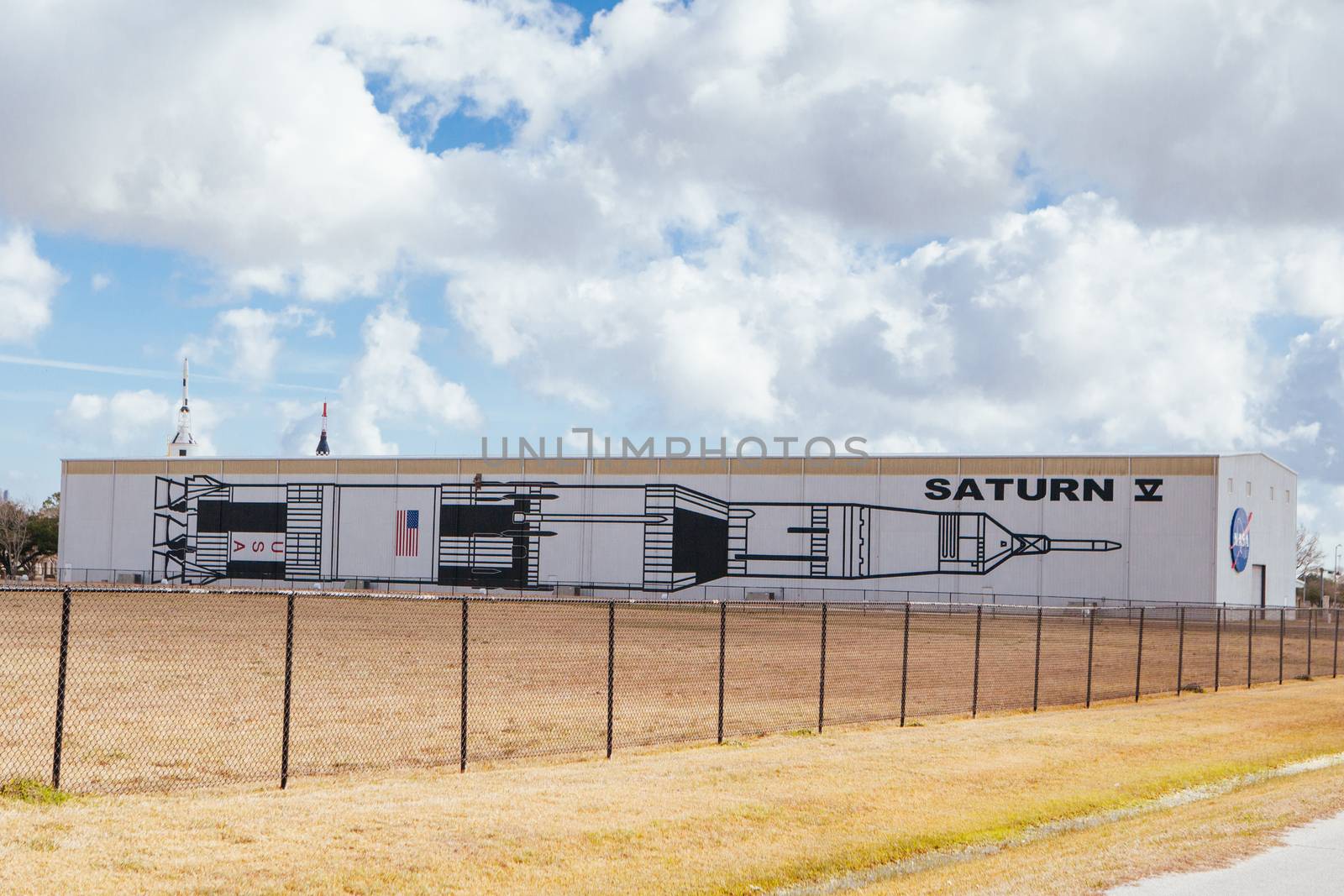 Houston, USA - January 26, 2013: Saturn V rocket building at Johnson Houston Space Center in Texas, USA