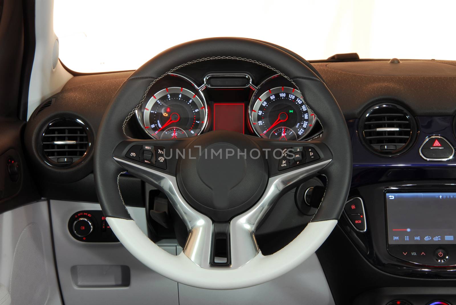 steering wheel in the new modern car