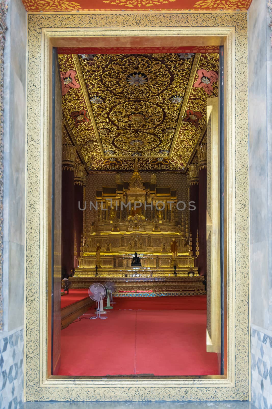 Bangkok, Thailand - March 19, 2016 : Thai buddha statue at Wat Thep Sirin Thrawat Ratchaworawihan. Wat Thep Sirin is a important Thai temple in Bangkok, Thailand.