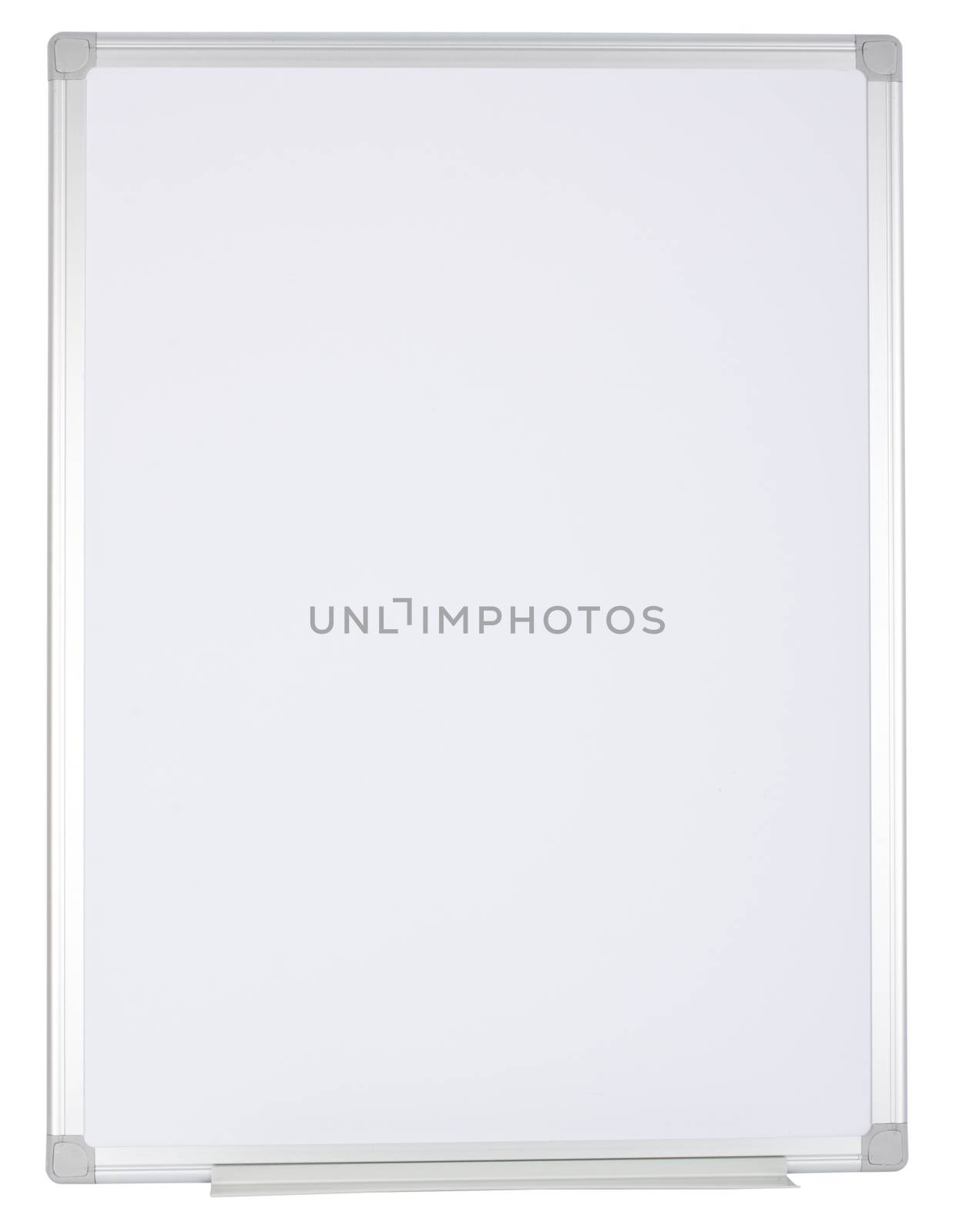 Magnetized empty whiteboard isolated on white background.