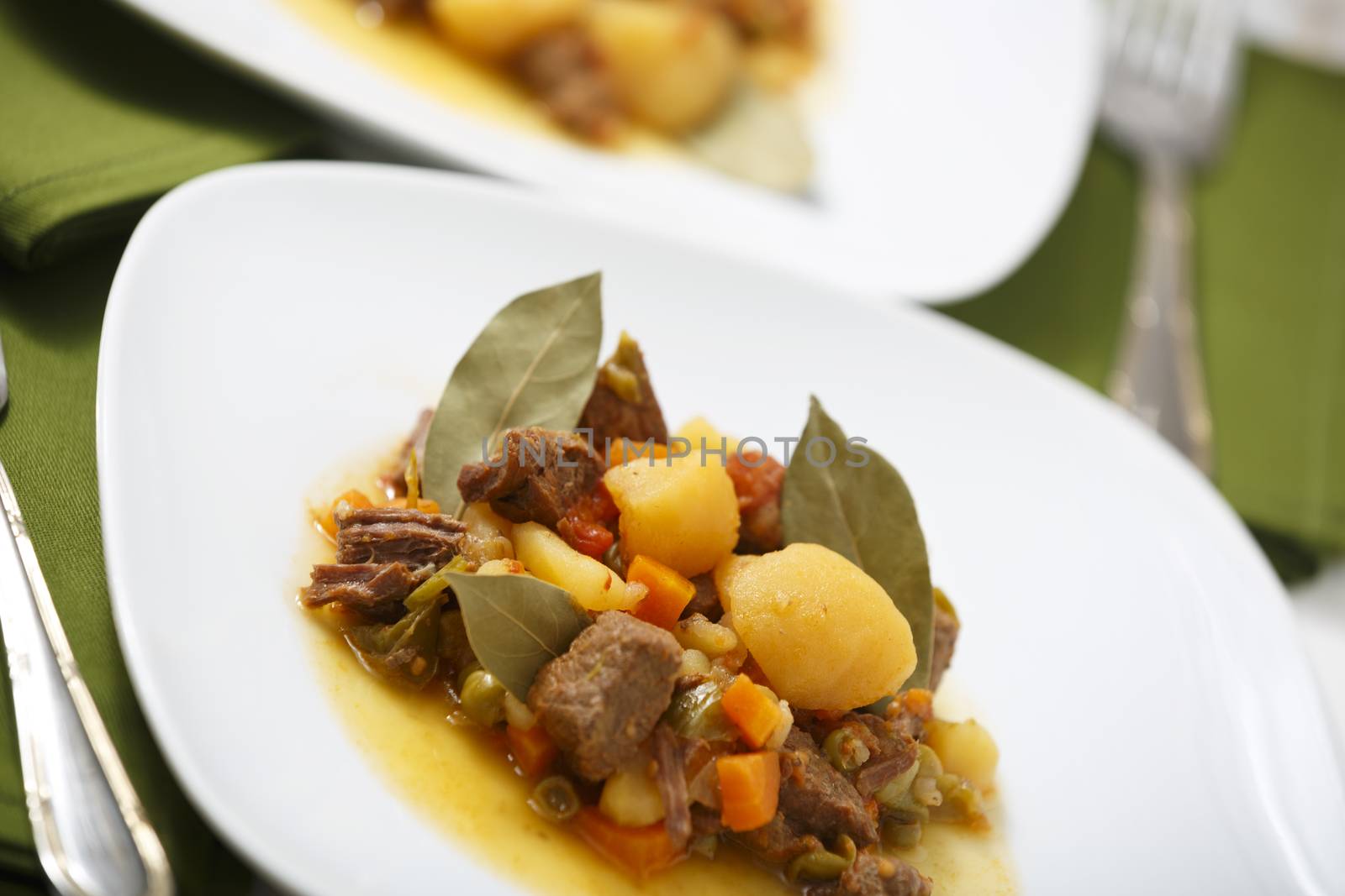 Beef stew with potatos and carrots.