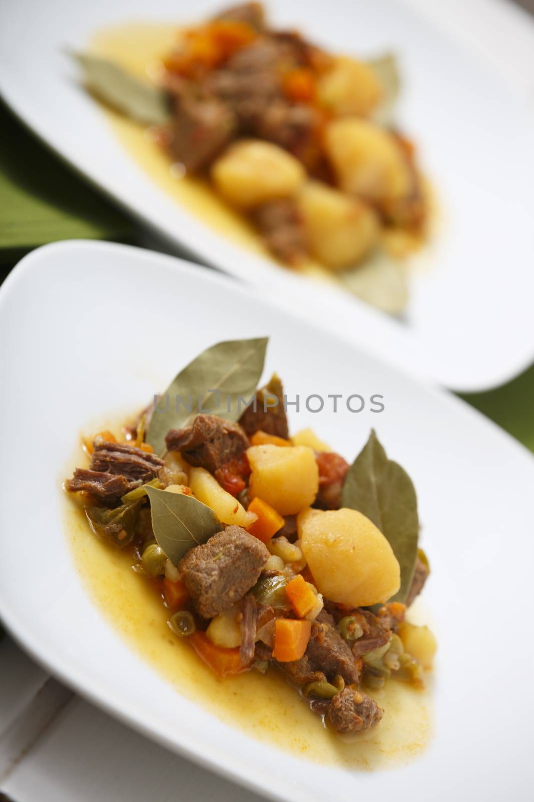 Beef stew with potatos and carrots.