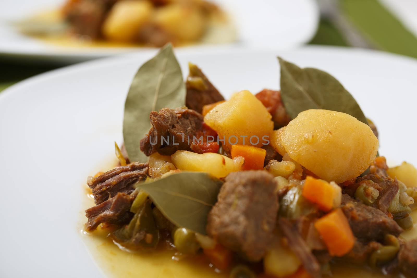 Beef stew with potatos and carrots.