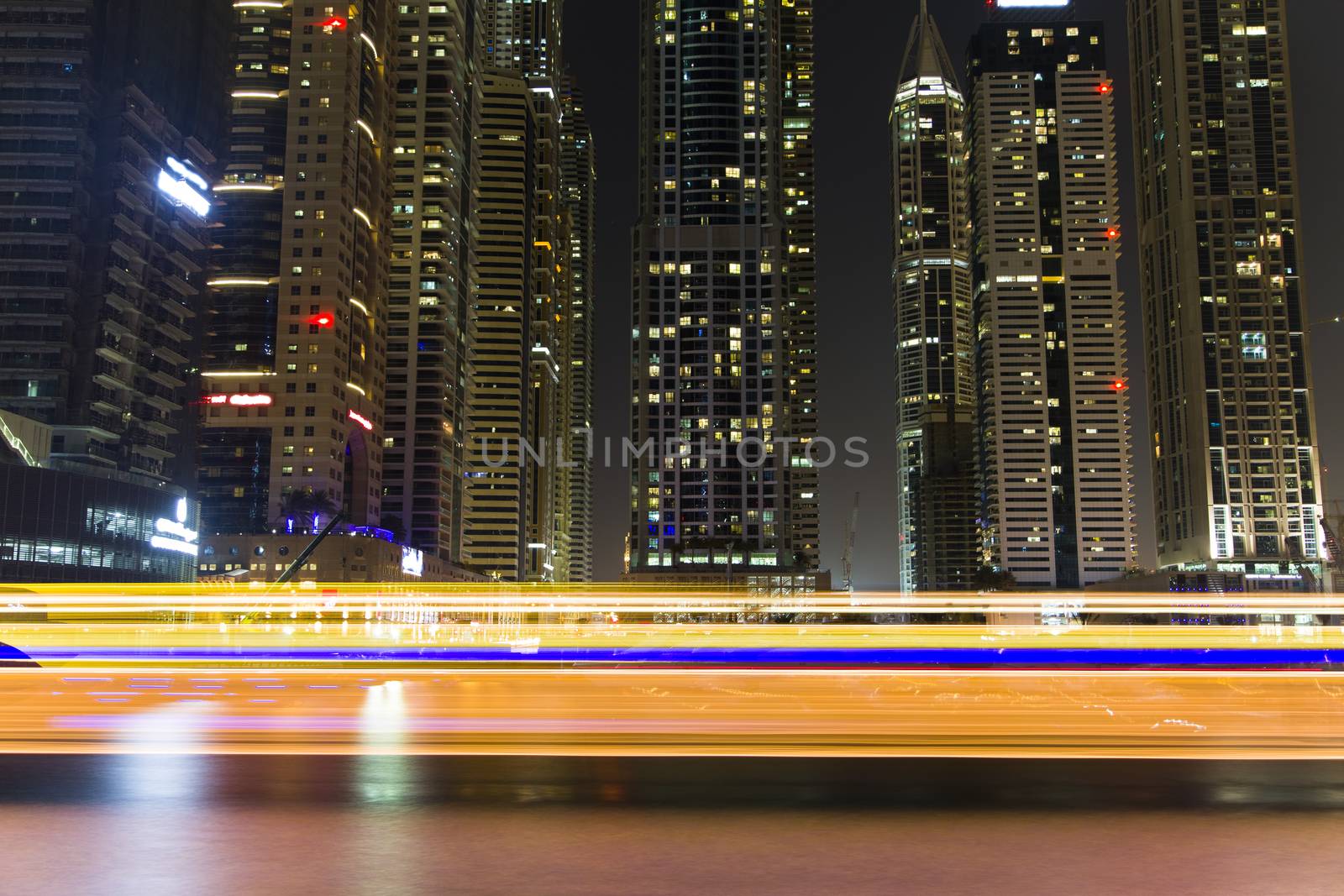 Long Exposure of Dubai Marina at Night. Beautiful Lights by Nemida