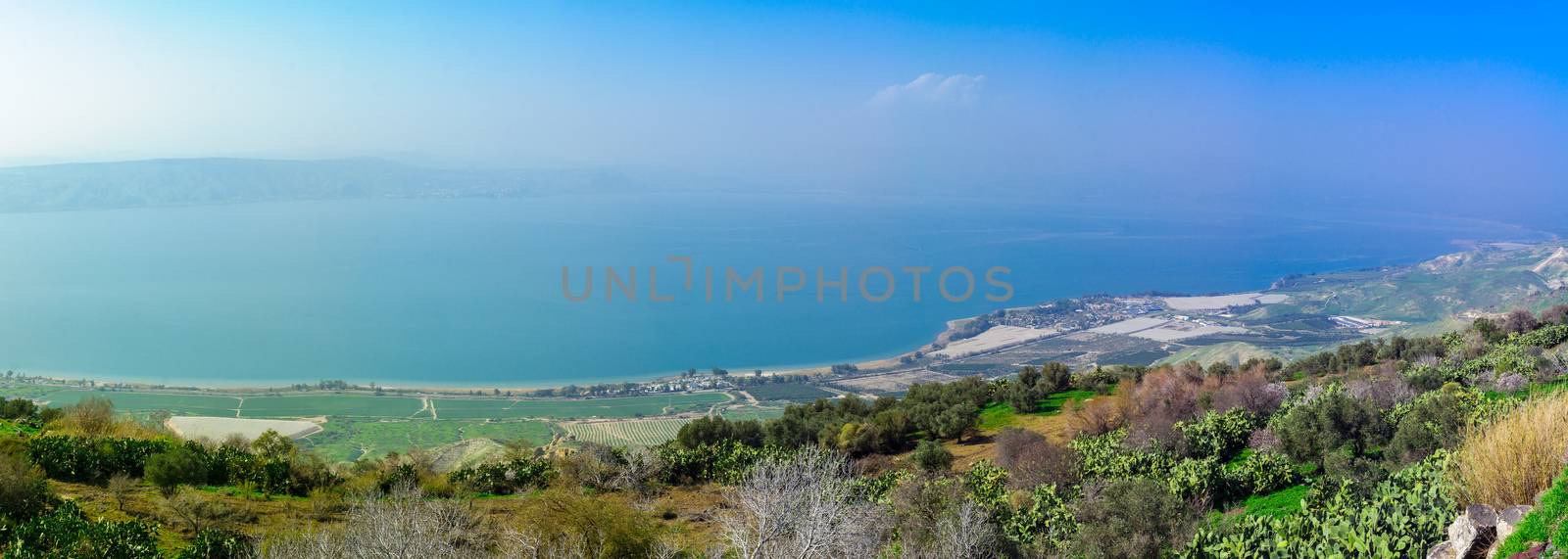 Panoramic view of the Sea of Galilee, from the east, Northern Israel
