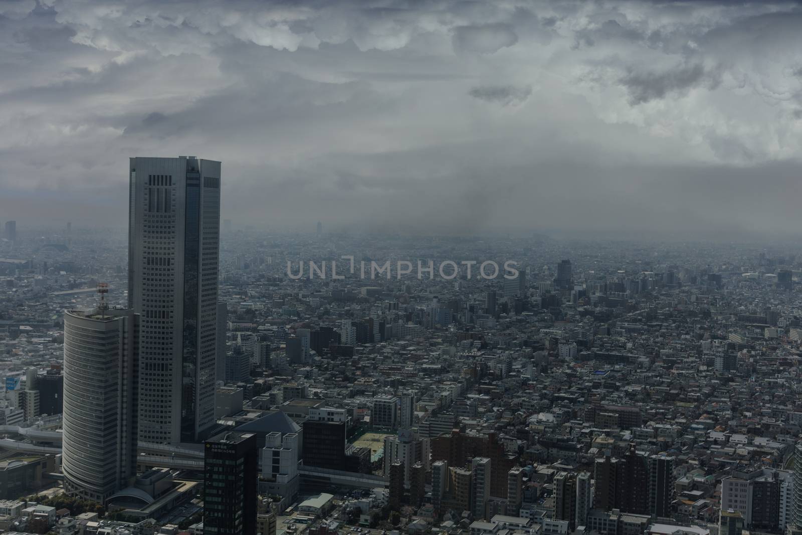 Fantastic view of the skyline of Tokyo, Japan with a dramatic look.