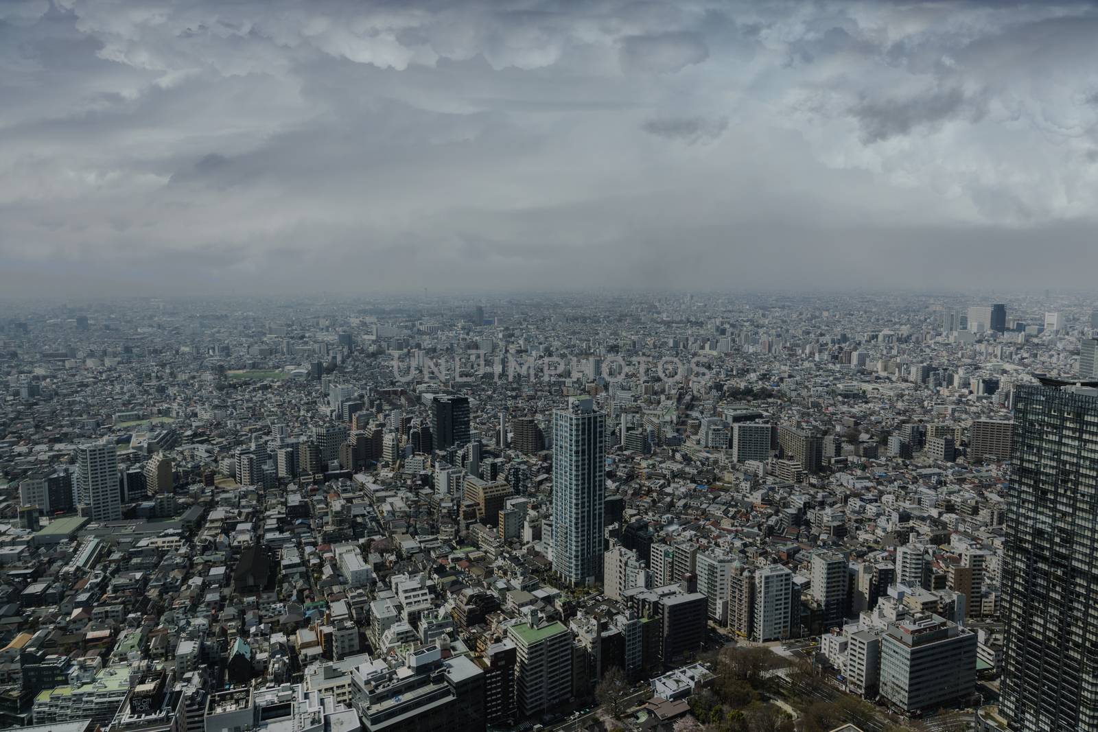 Fantastic view of the skyline of Tokyo, Japan with a dramatic look.