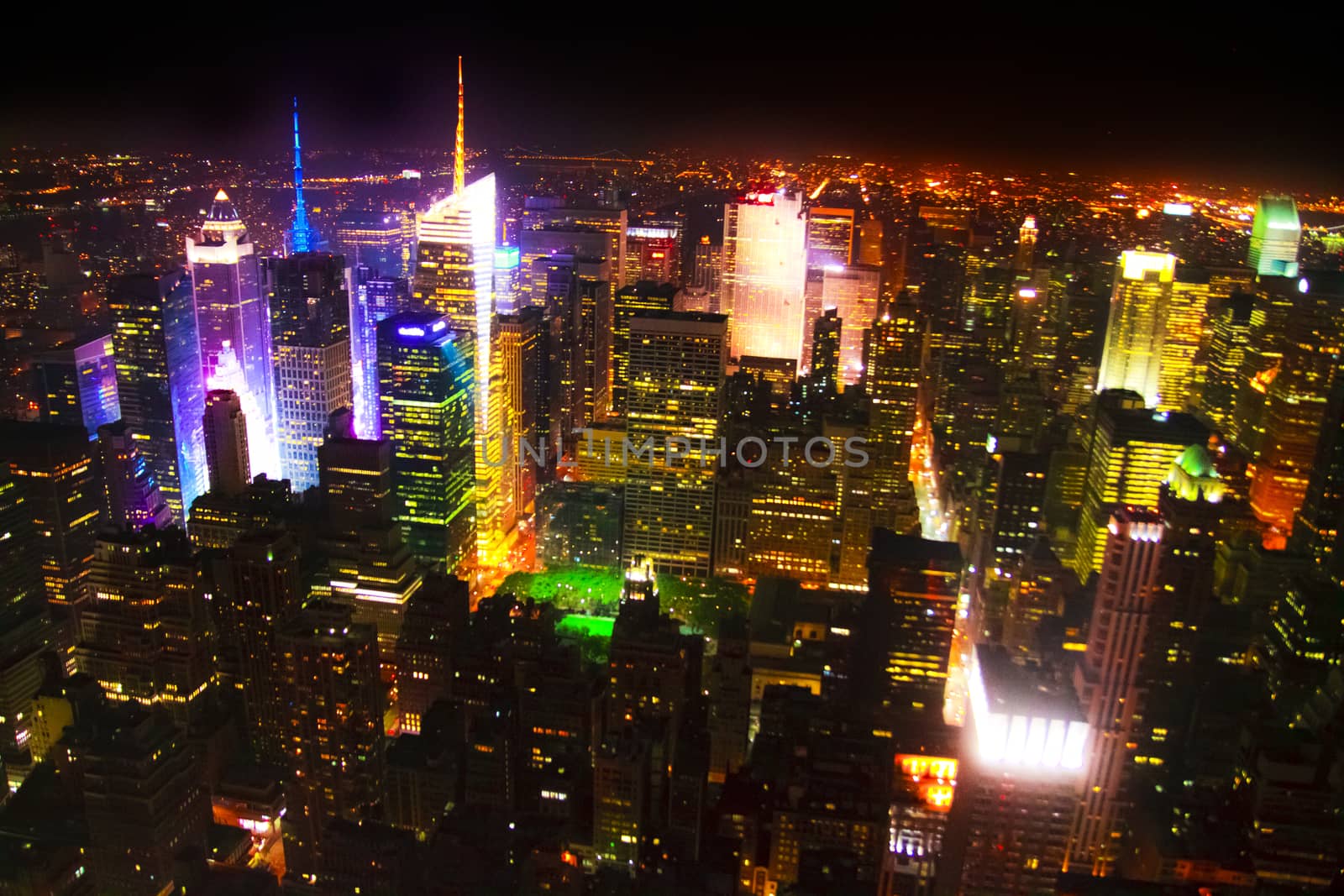 Aerial View Of City Lit Up At Night by Nemida