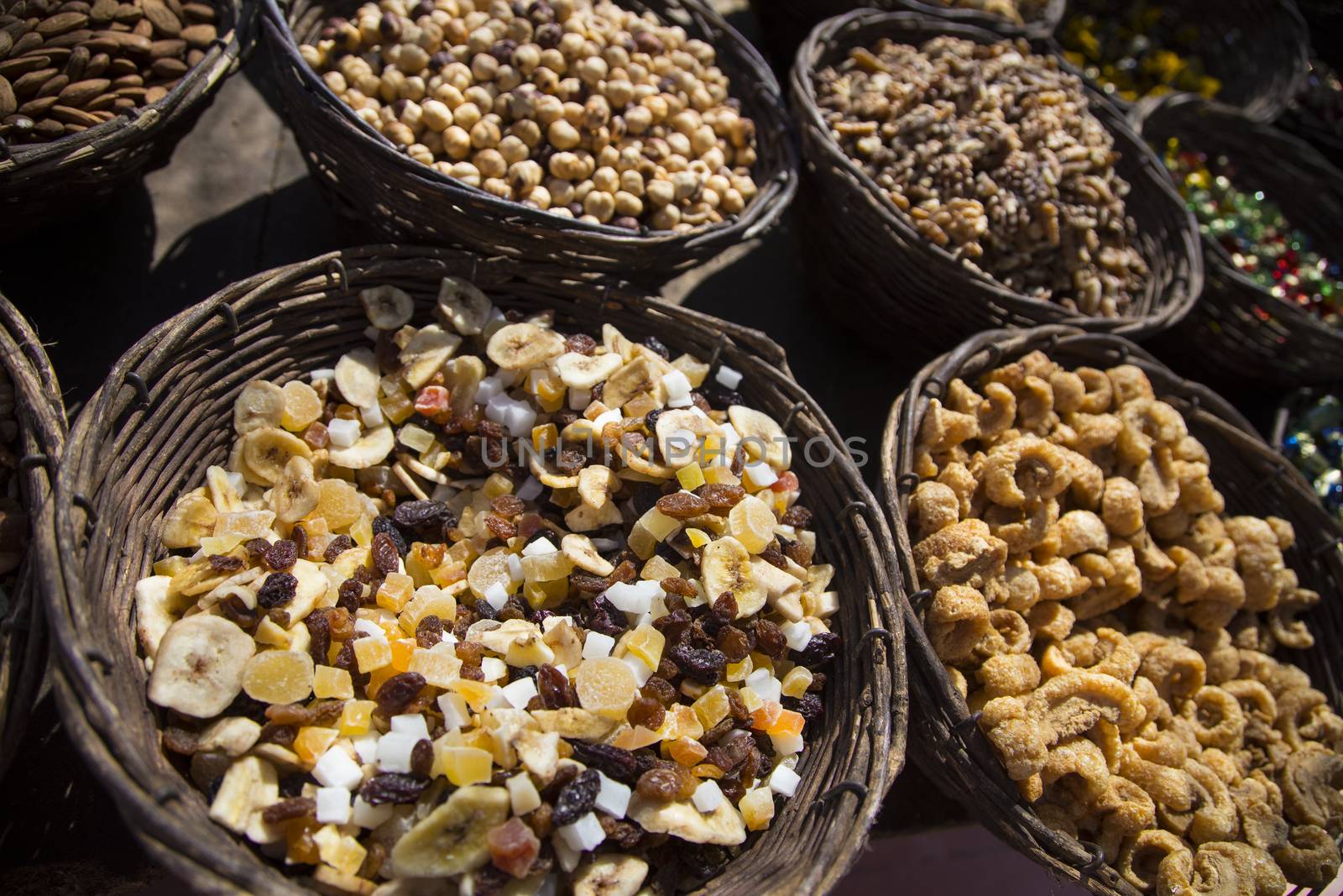 Different kinds of nuts.