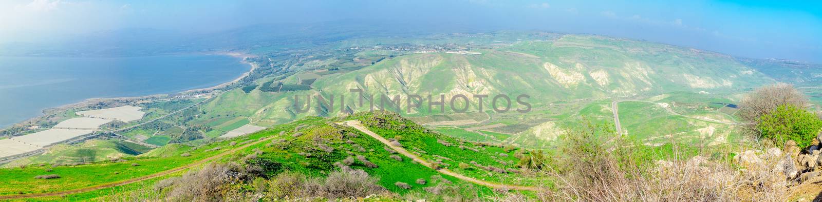 Panoramic view of the Golan Heights and the northern part of the Sea of Galilee, Northern Israel