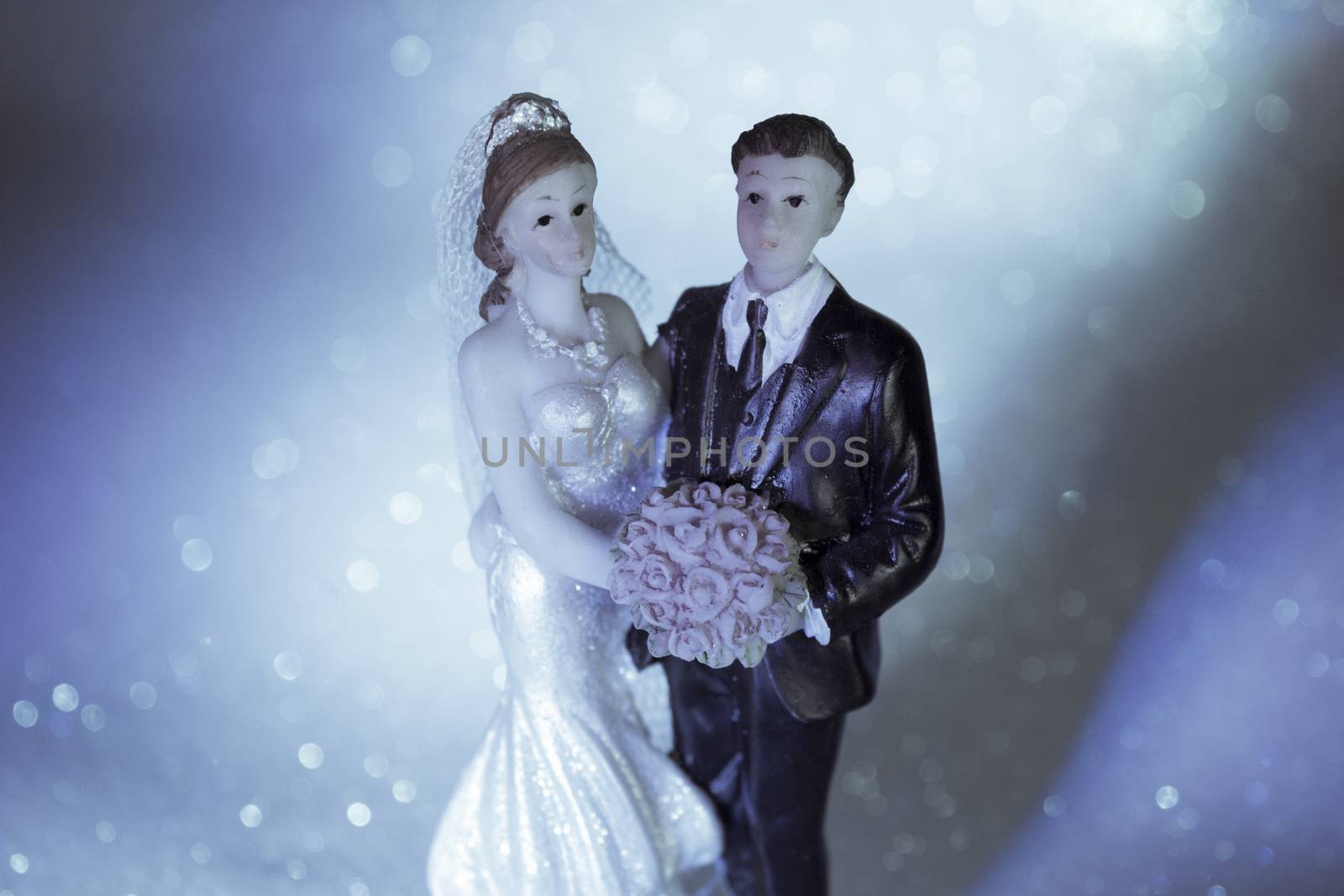 Newlyweds embraced bride and groom
