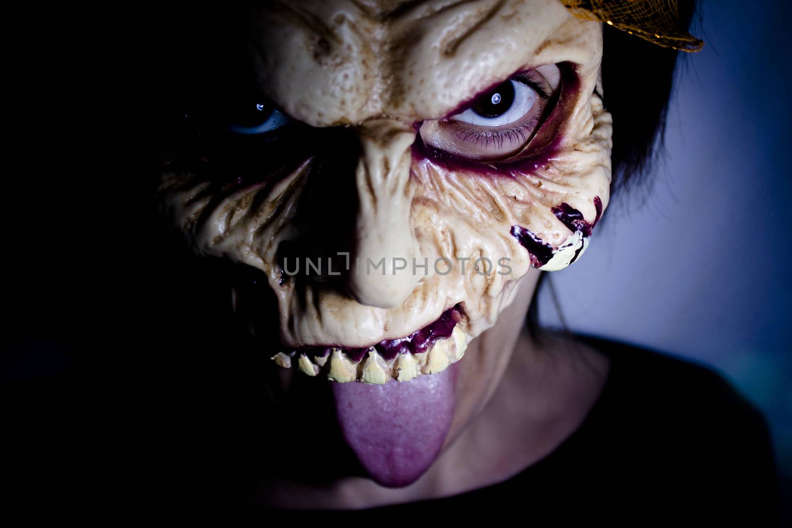 Portrait of a zombie woman at halloween party