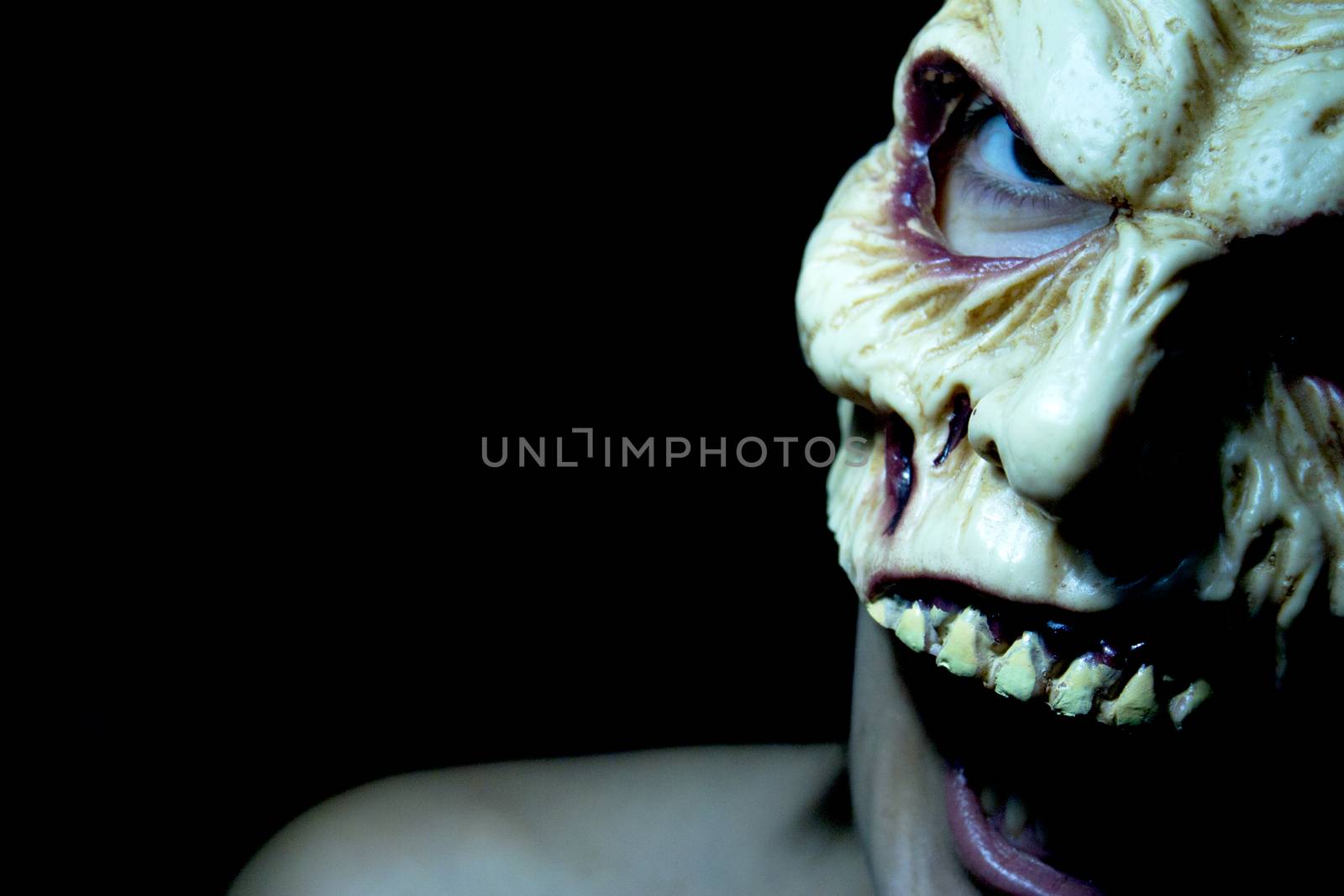 Portrait of a zombie woman at halloween party