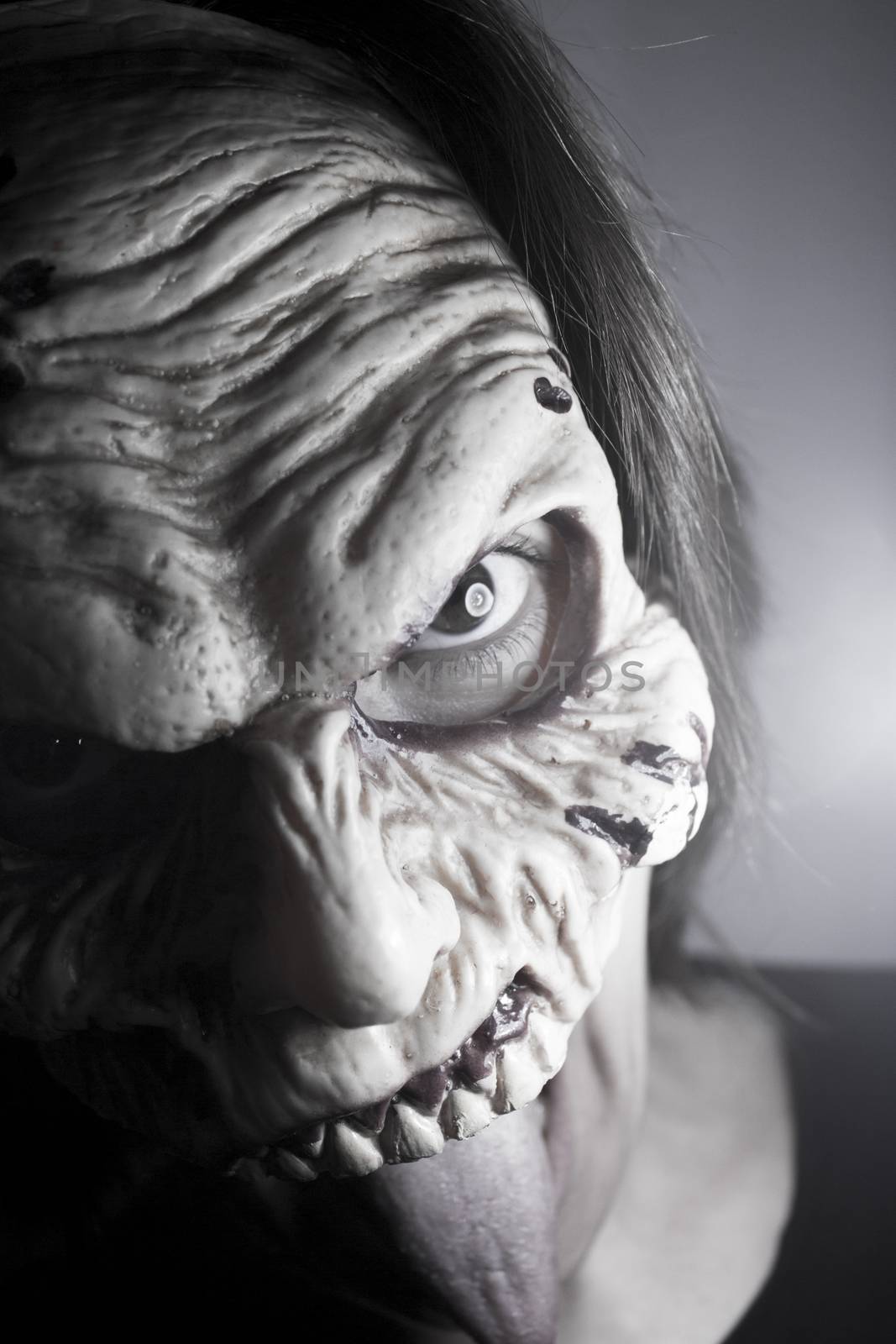 Portrait of a zombie woman at halloween party