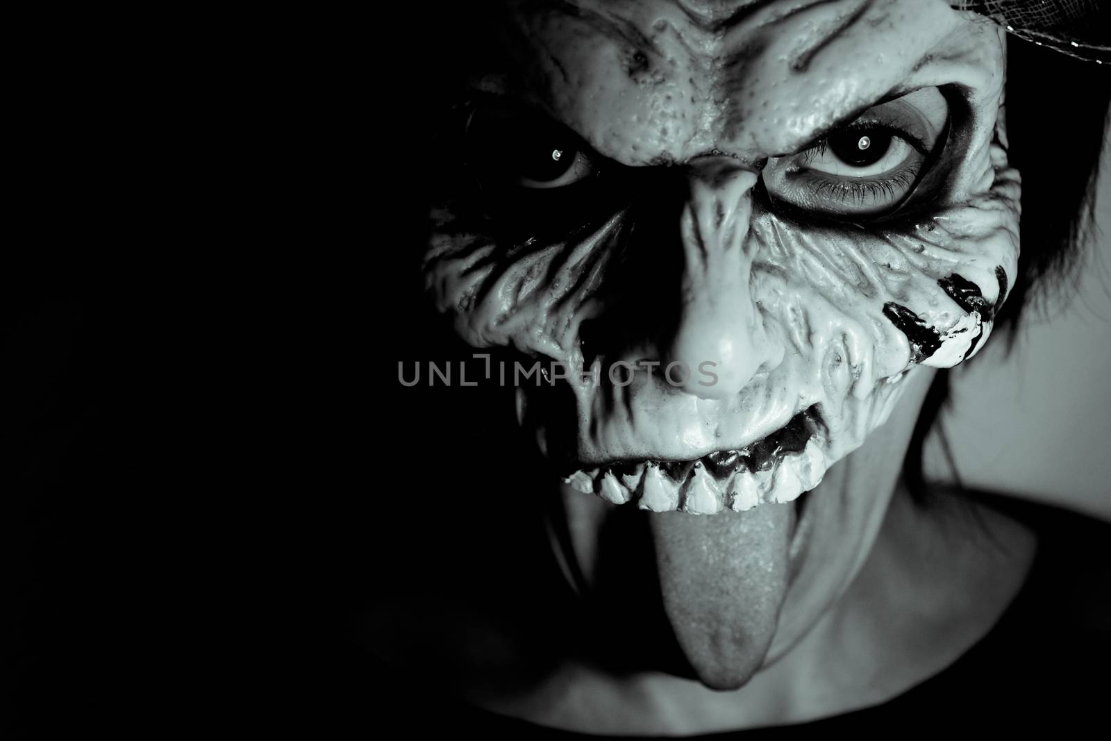 Portrait of a zombie woman at halloween party