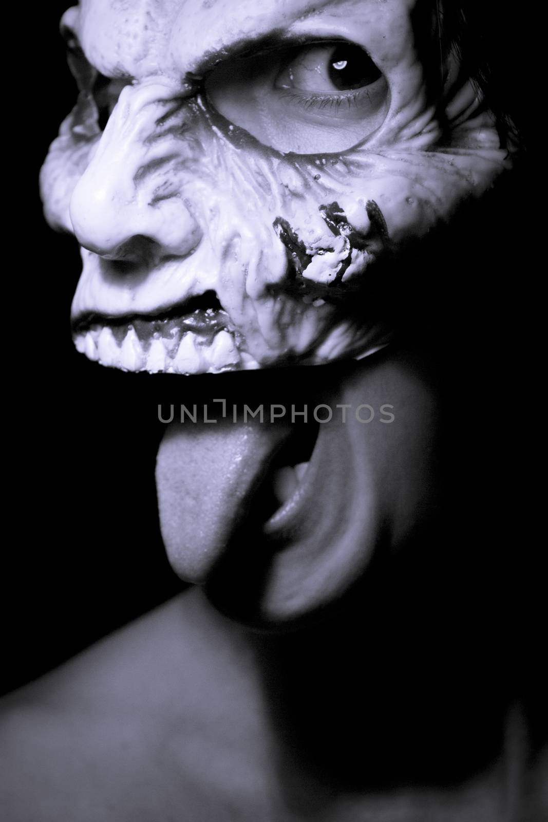 Portrait of a zombie woman at halloween party