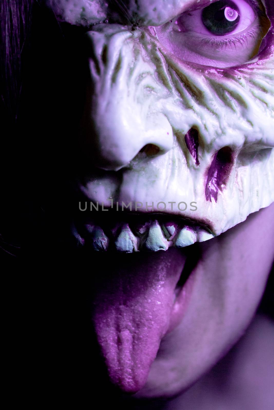 Portrait of a zombie woman at halloween party