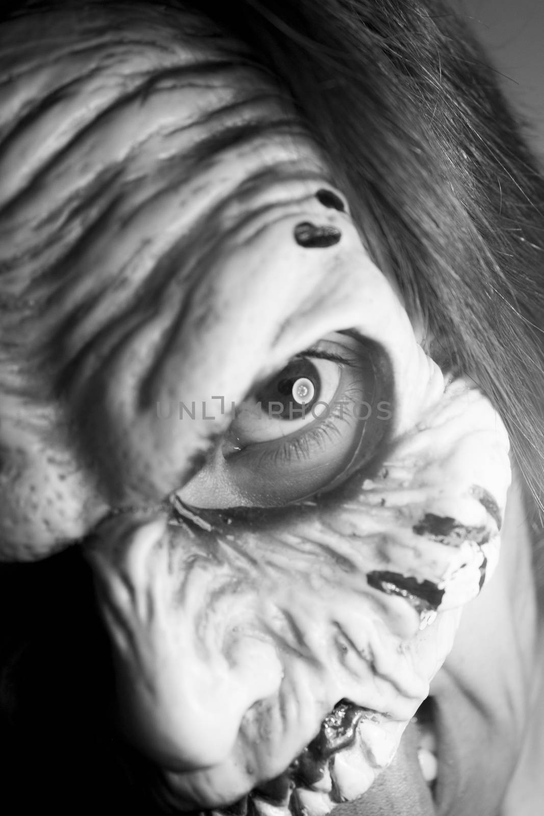 Portrait of a zombie woman at halloween party