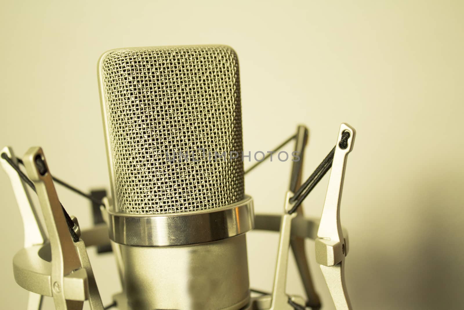Professional microphone silver on whitw background