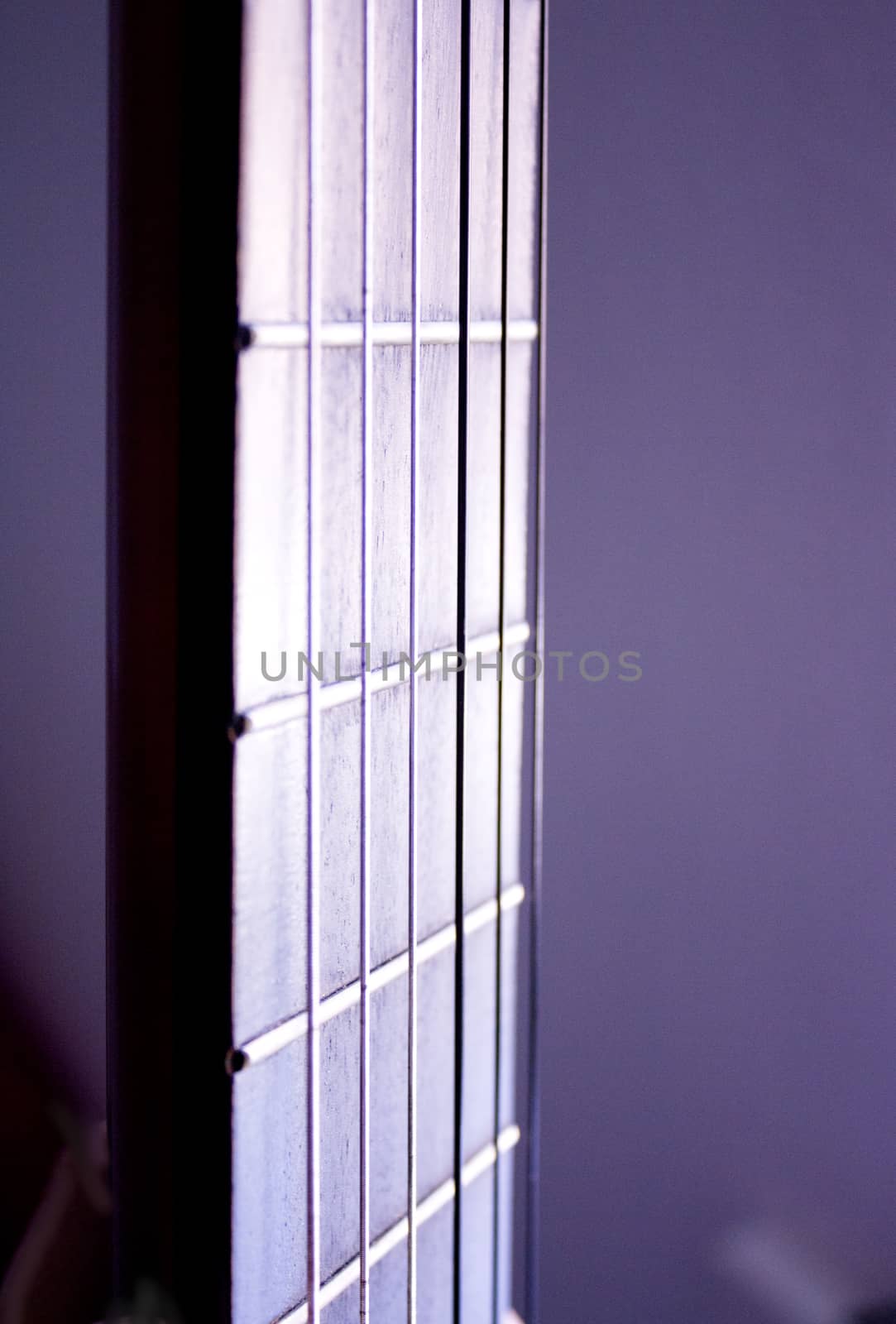Part of musical instrument with strings. Spanish guitar