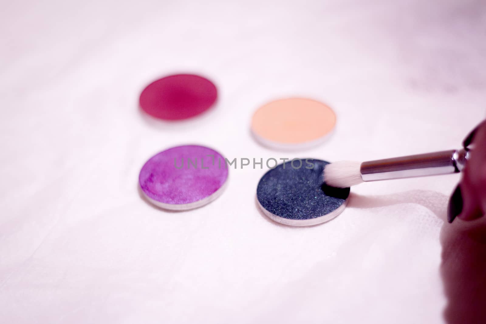 Brush for makeup and eyeshadows. Copy space