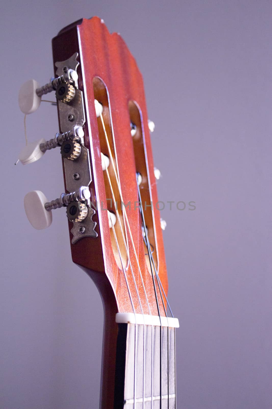 Part of musical instrument with strings. Spanish guitar