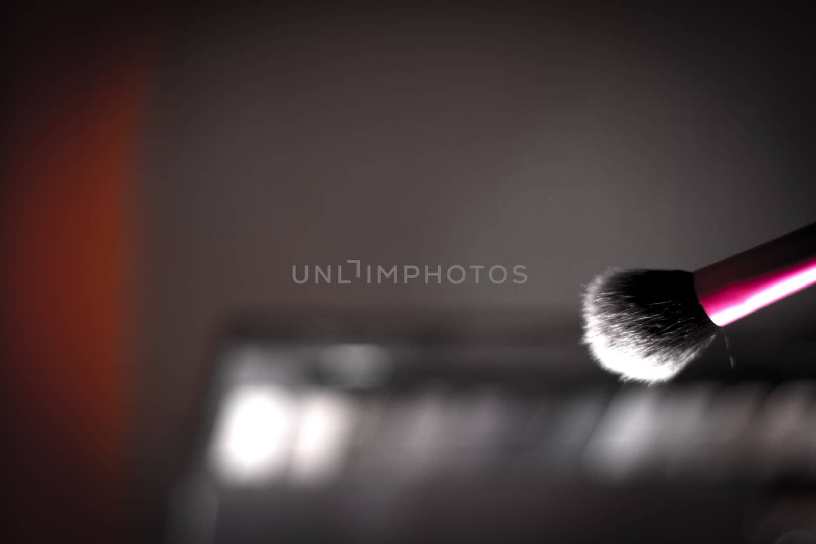Brush for makeup and eyeshadows. Copy space