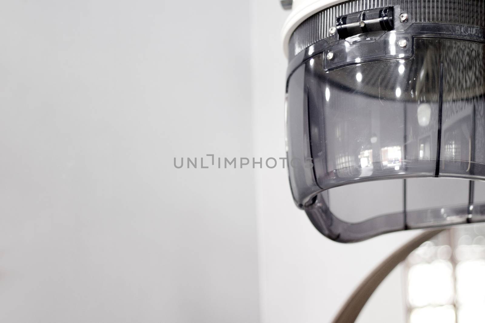 Programmable hair dryer in beauty salon. No people