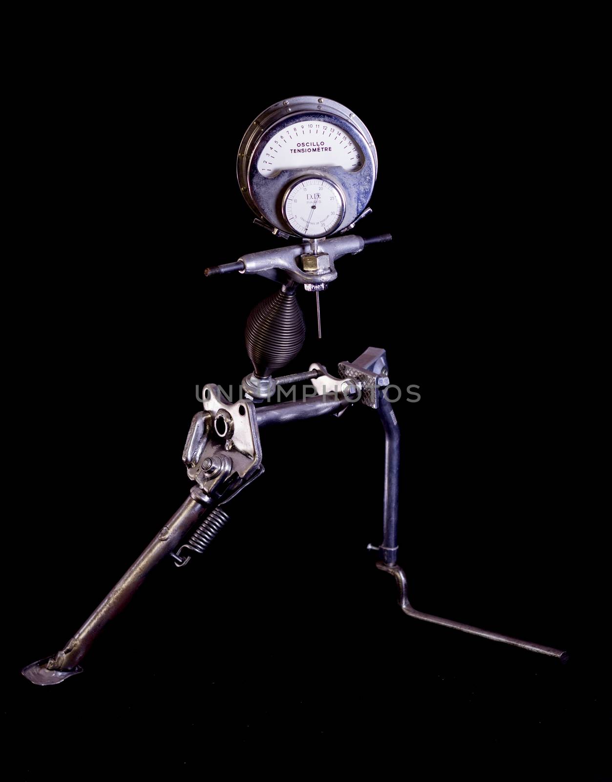 Modern sculpture made with recycled materials.  Similar to human emotions and gestures.