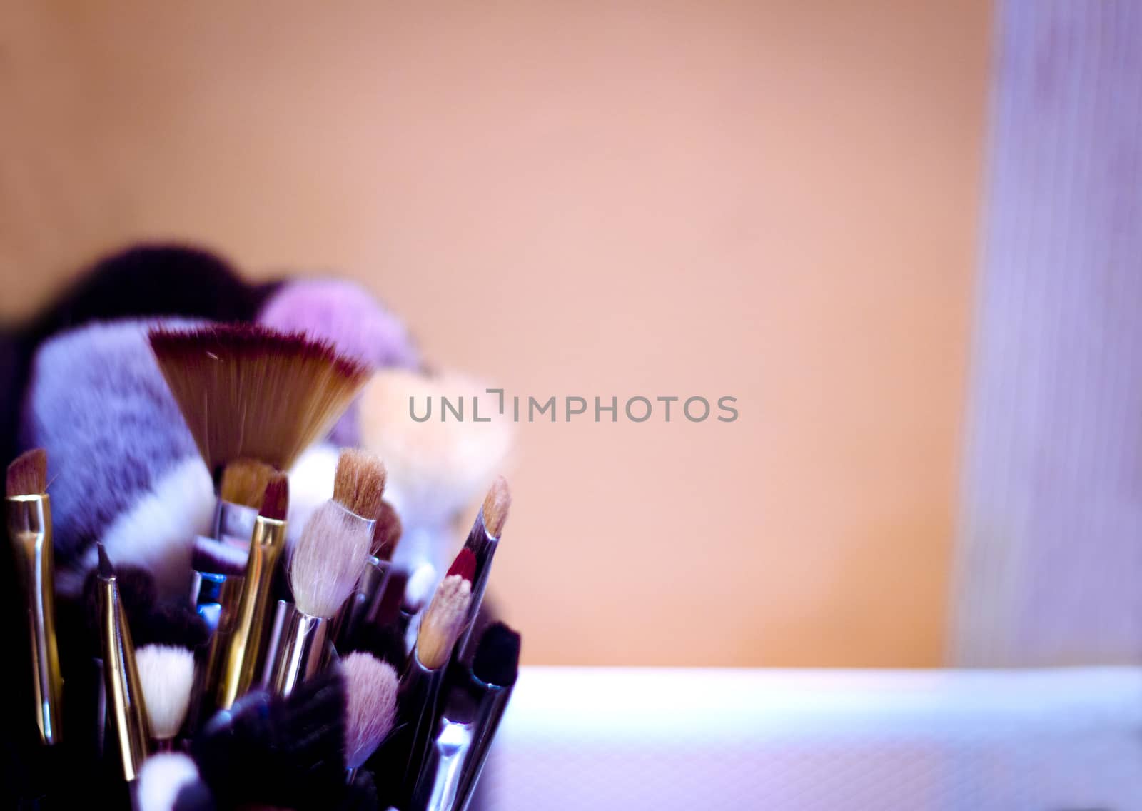 Set of brushes in different sizes for makeup. No people. Copy space