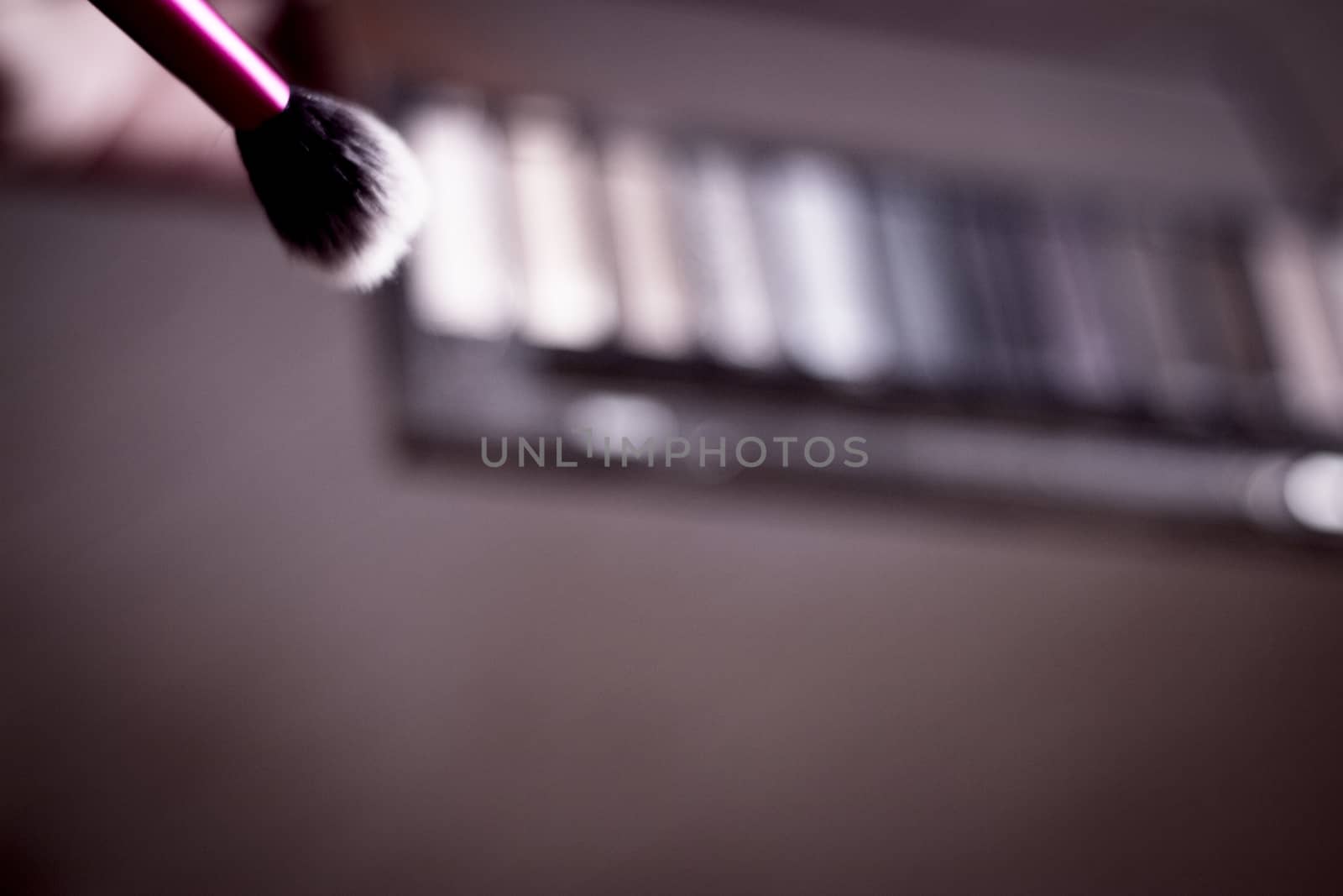 Brush for makeup and eyeshadows. Copy space